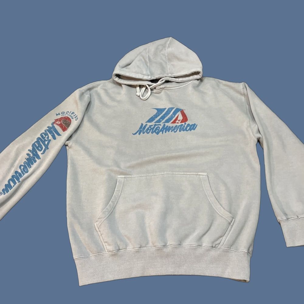 Logo 7 MotoAmerica Mens Hoodie XL Gray Fleece Logo Graphic Pocketed Pullover Hoodie Size US XL / EU 56 / 4 - 1 Thumbnail