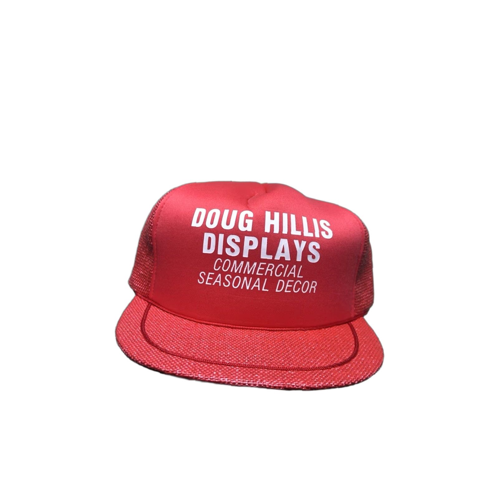 Vintage VINTAGE Snap-Back Trucker Hat Red Christmas Straw Doug Hillis Seasonal Decor Men Adjustable Cap Size ONE SIZE - 1 Thumbnail