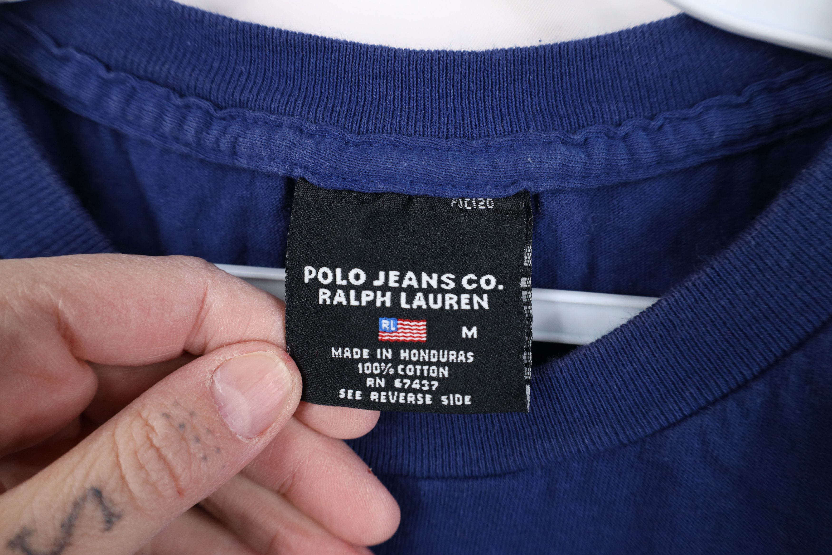Ralph Lauren Vintage 90s Ralph Lauren Spell USA Flag T-Shirt Blue Cotton Size US M / EU 48-50 / 2 - 10 Thumbnail