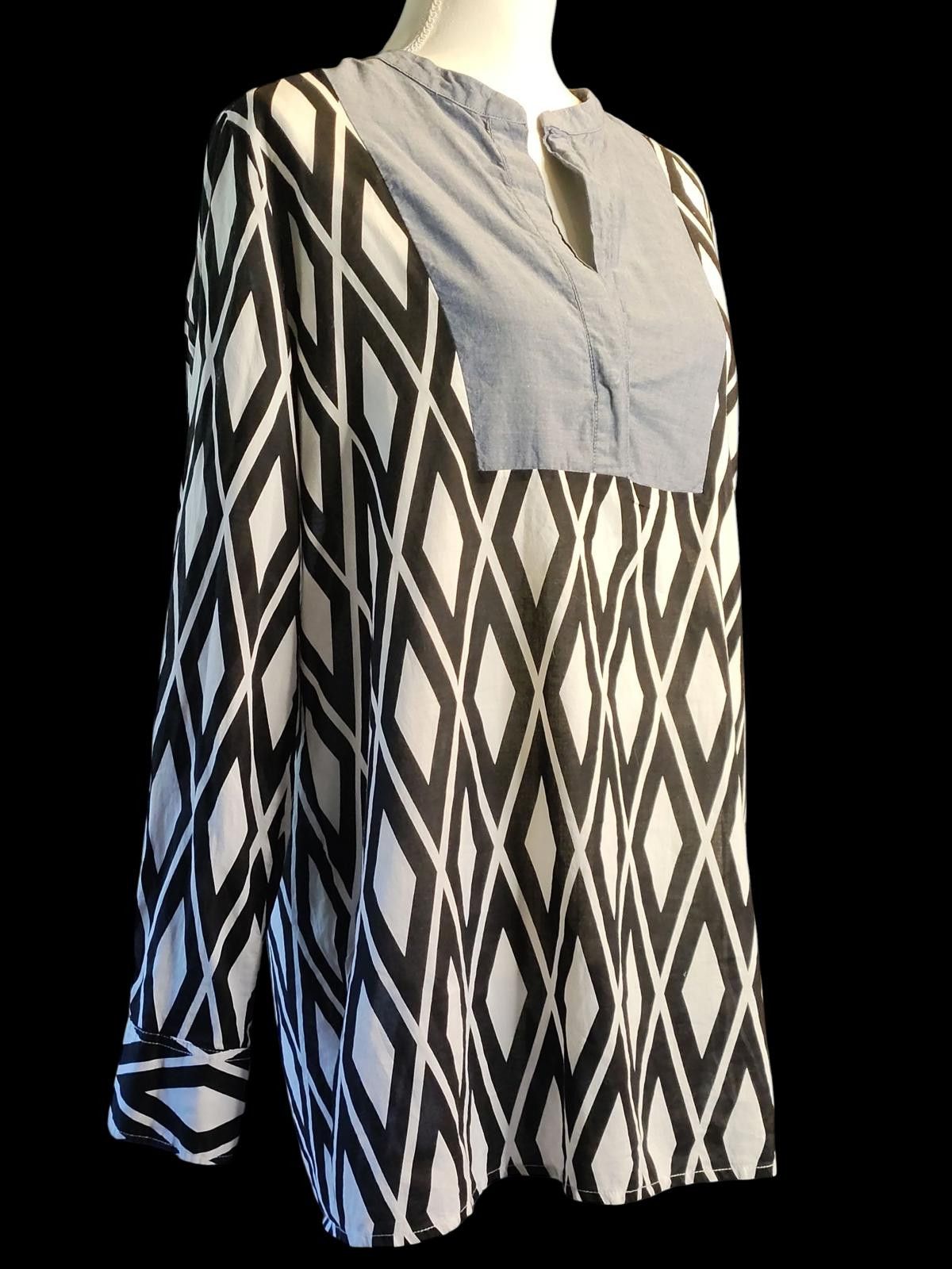 J.Crew J.Crew Women's Geometric Pattern Long Sleeve Blouse Size M / US 6-8 / IT 42-44 - 4 Thumbnail