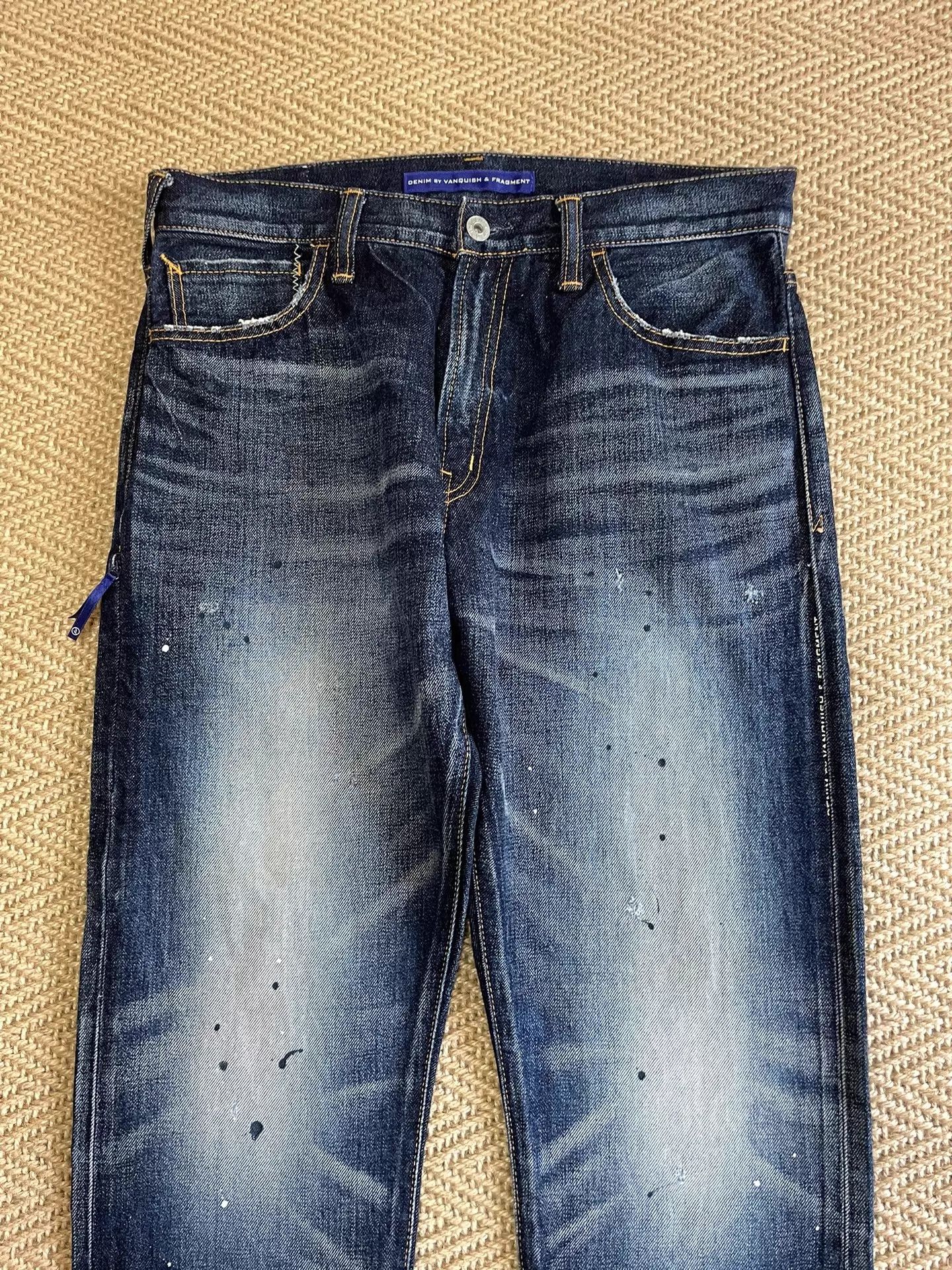 Fragment Design FRAGMENT x VANQUISH 9 Jeans Yellow Wash Distress Splatter Size US 32 / EU 48 - 4 Thumbnail