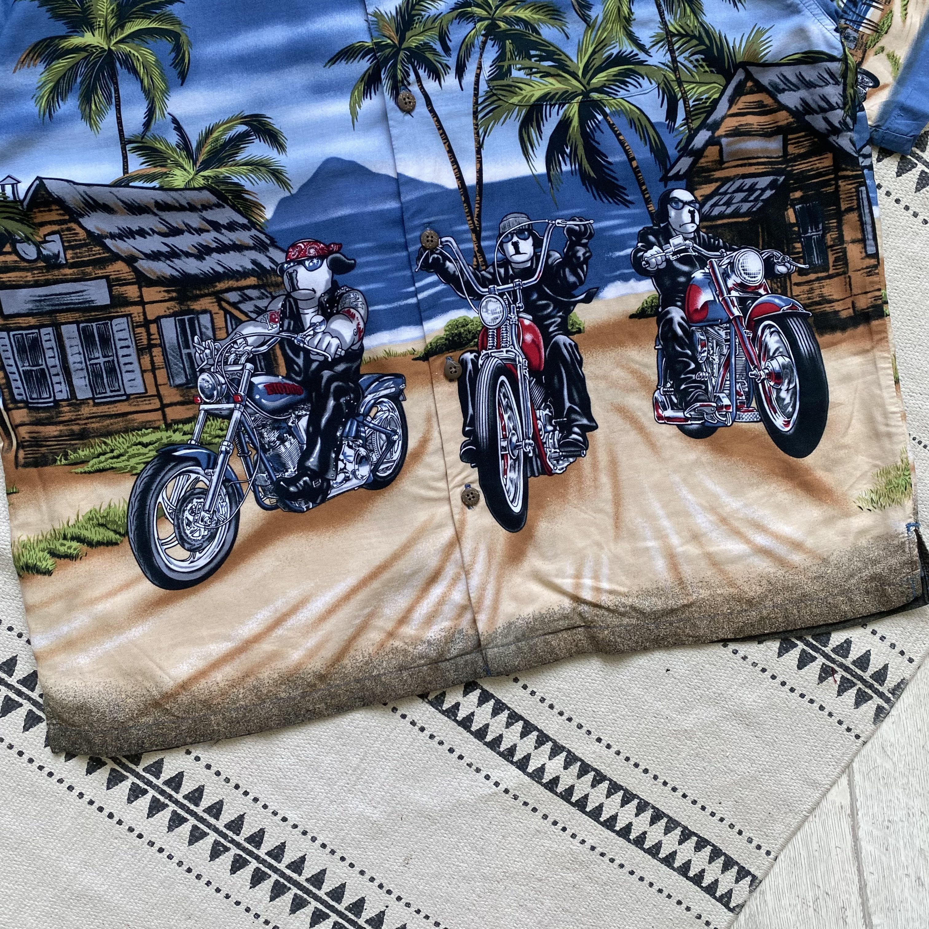 Harley Davidson 🏝️ Vintage Big Dog Biker Hawaiian Shirt Y2K Harley Davidson Size US L / EU 52-54 / 3 - 3 Thumbnail
