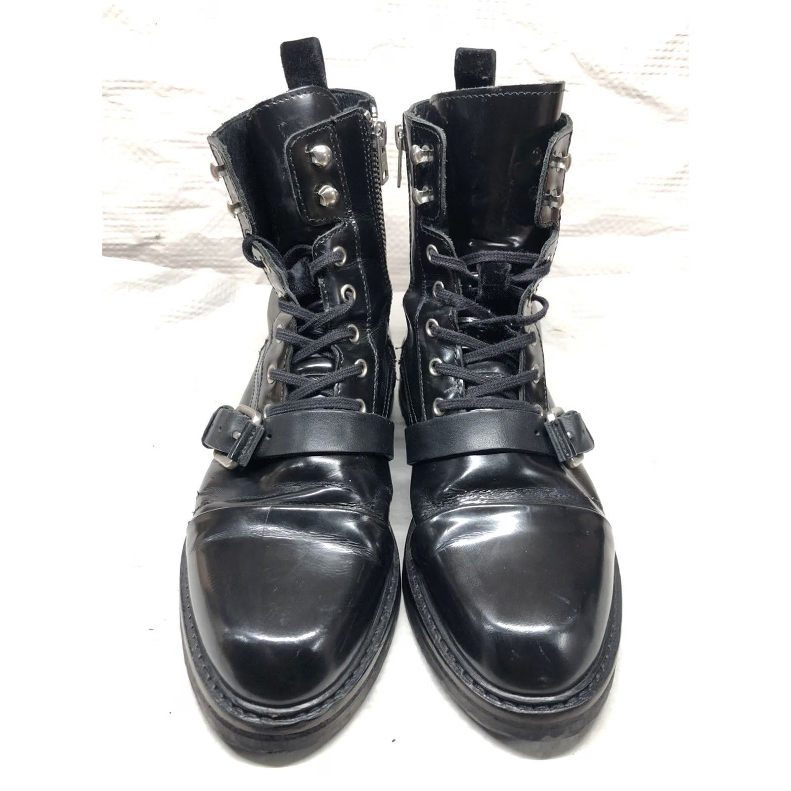 Allsaints Allsaints Donita Black Patent Leather Lace up Boots Combat Black Size 39/8.5 US Womens Boot Size US 8 / IT 38 - 3 Thumbnail