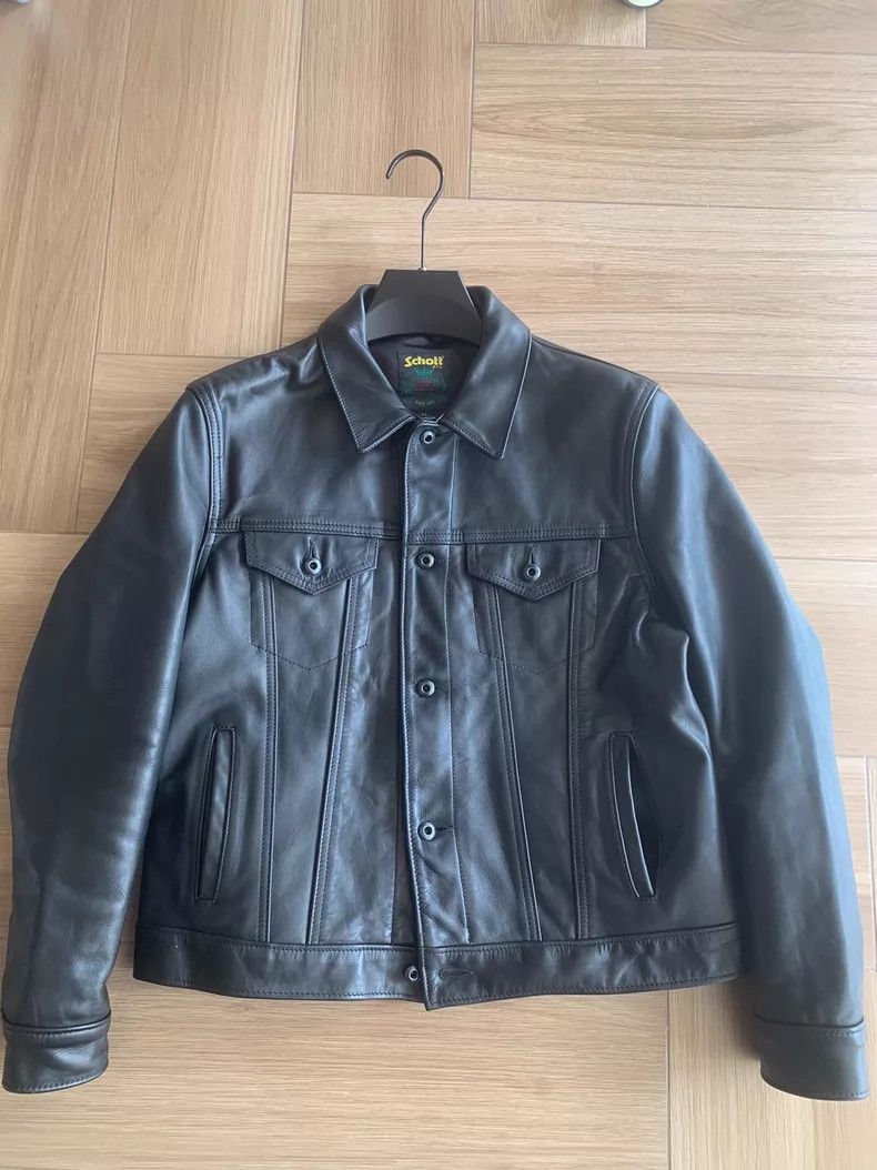 Schott Schott Soft nude cowhide classic slim denim jacket Size US XL / EU 56 / 4 - 1 Thumbnail