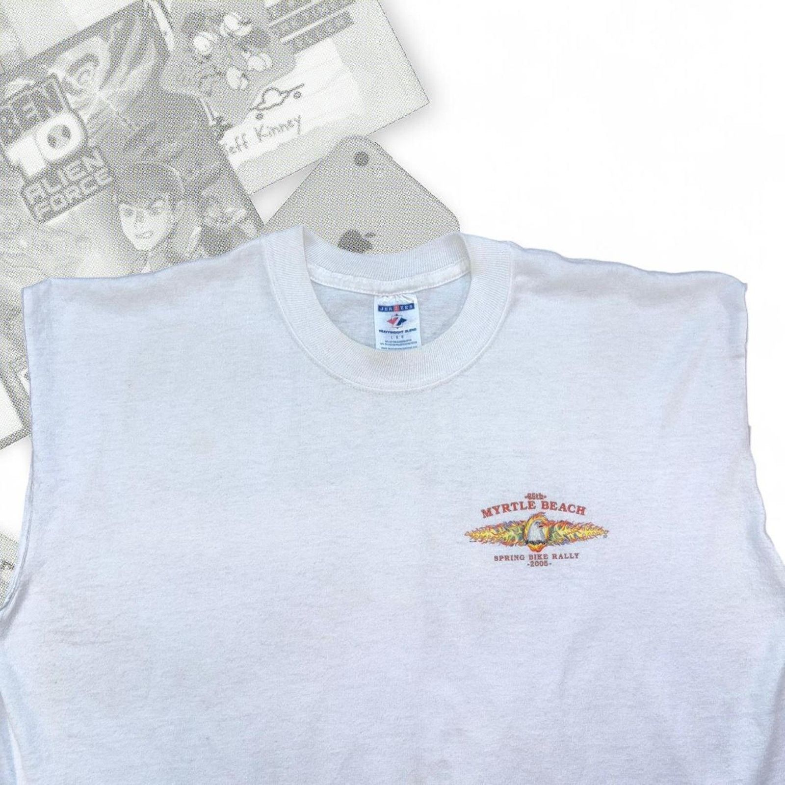 & Other Stories White Vintage Flaming Eagle Sleeveless Tee Size US L / EU 52-54 / 3 - 4 Thumbnail