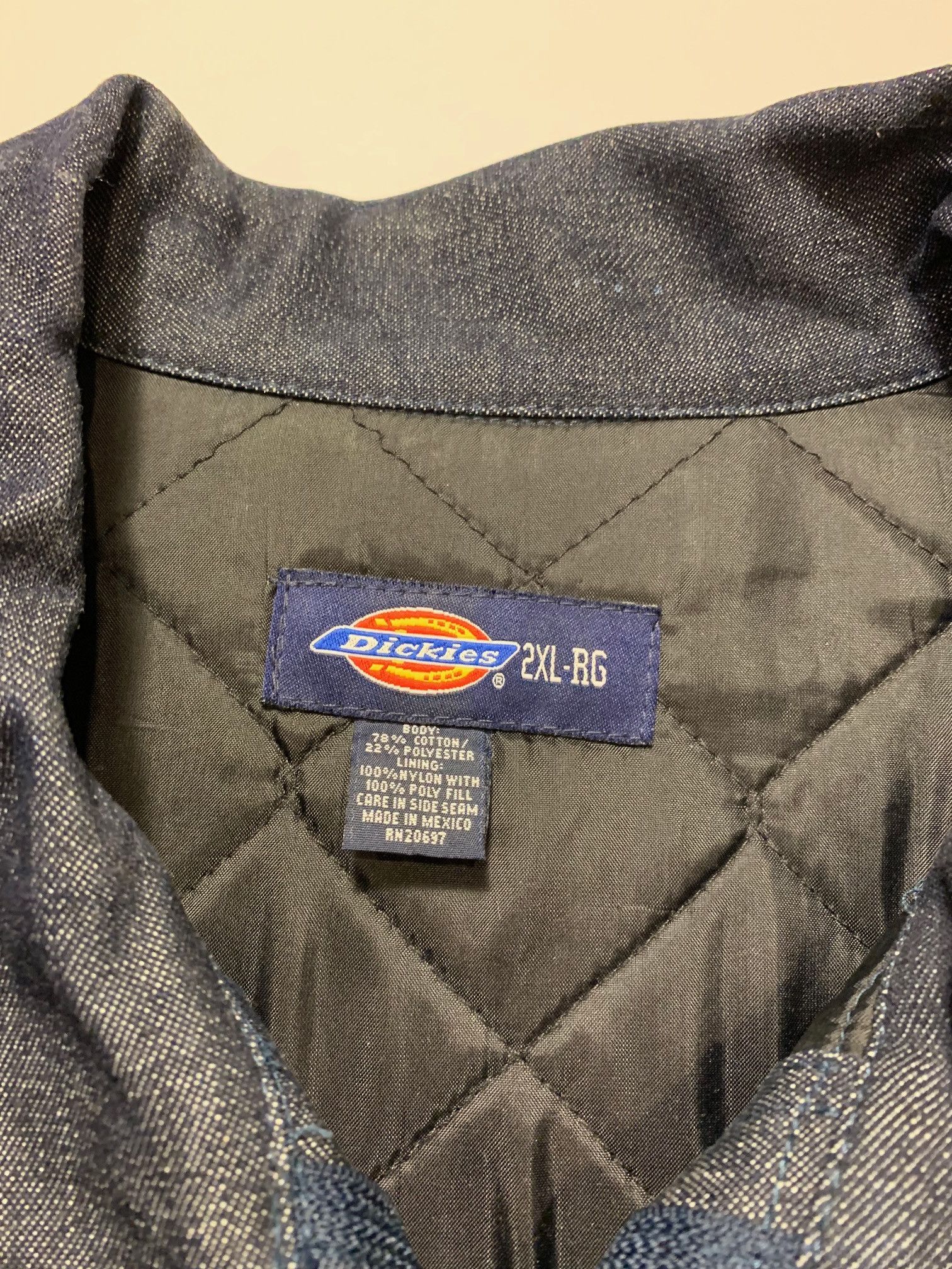 Dickies Vintage distressed deep indigo quilted work jacket dark navy Size US XXL / EU 58 / 5 - 8 Thumbnail