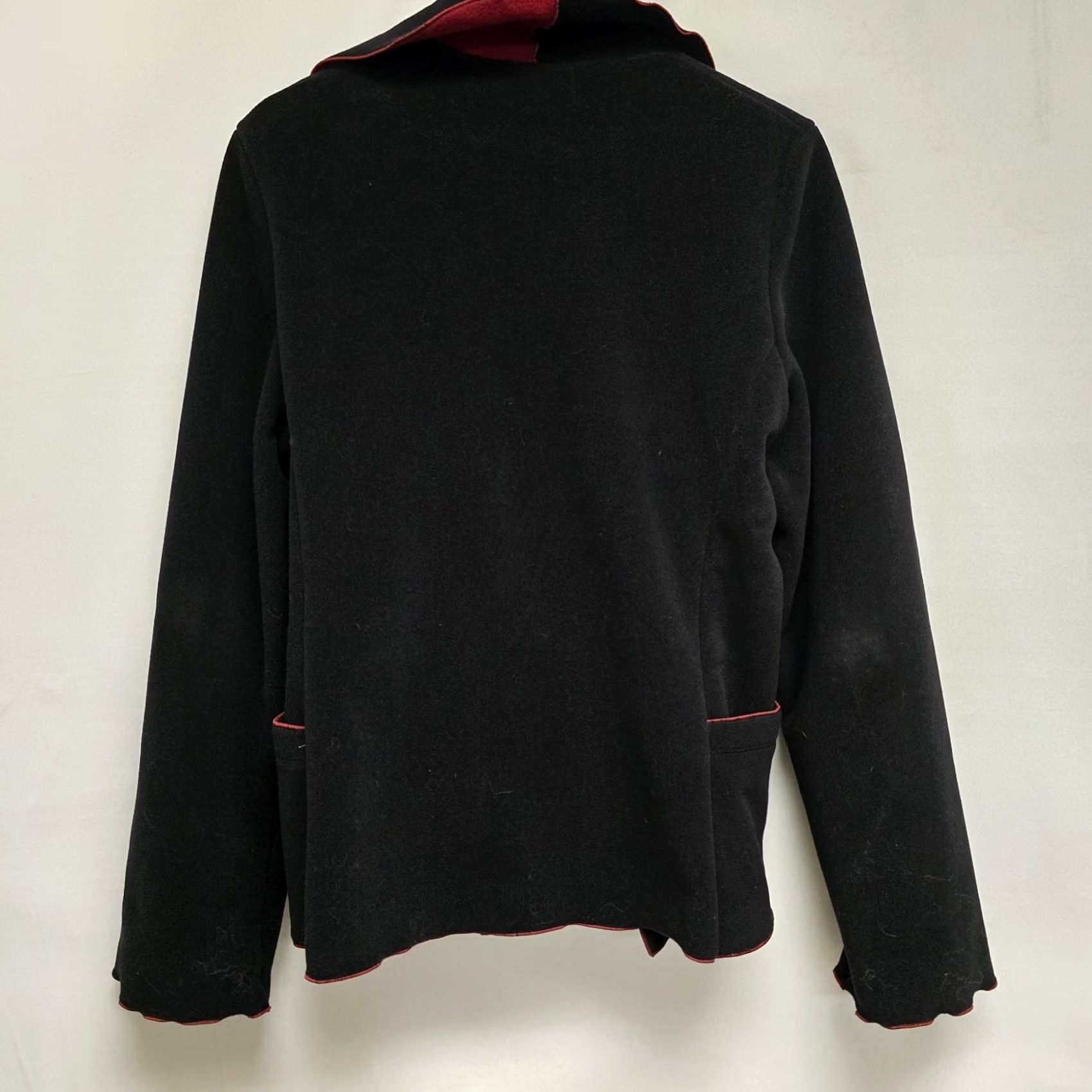 Brandblack VINTAGE Red Rover Fleece Coat Women L Black Red Regal Jacket Raincoat cowl neck Snap Front Mid-Length Size L / US 10 / IT 46 - 7 Thumbnail