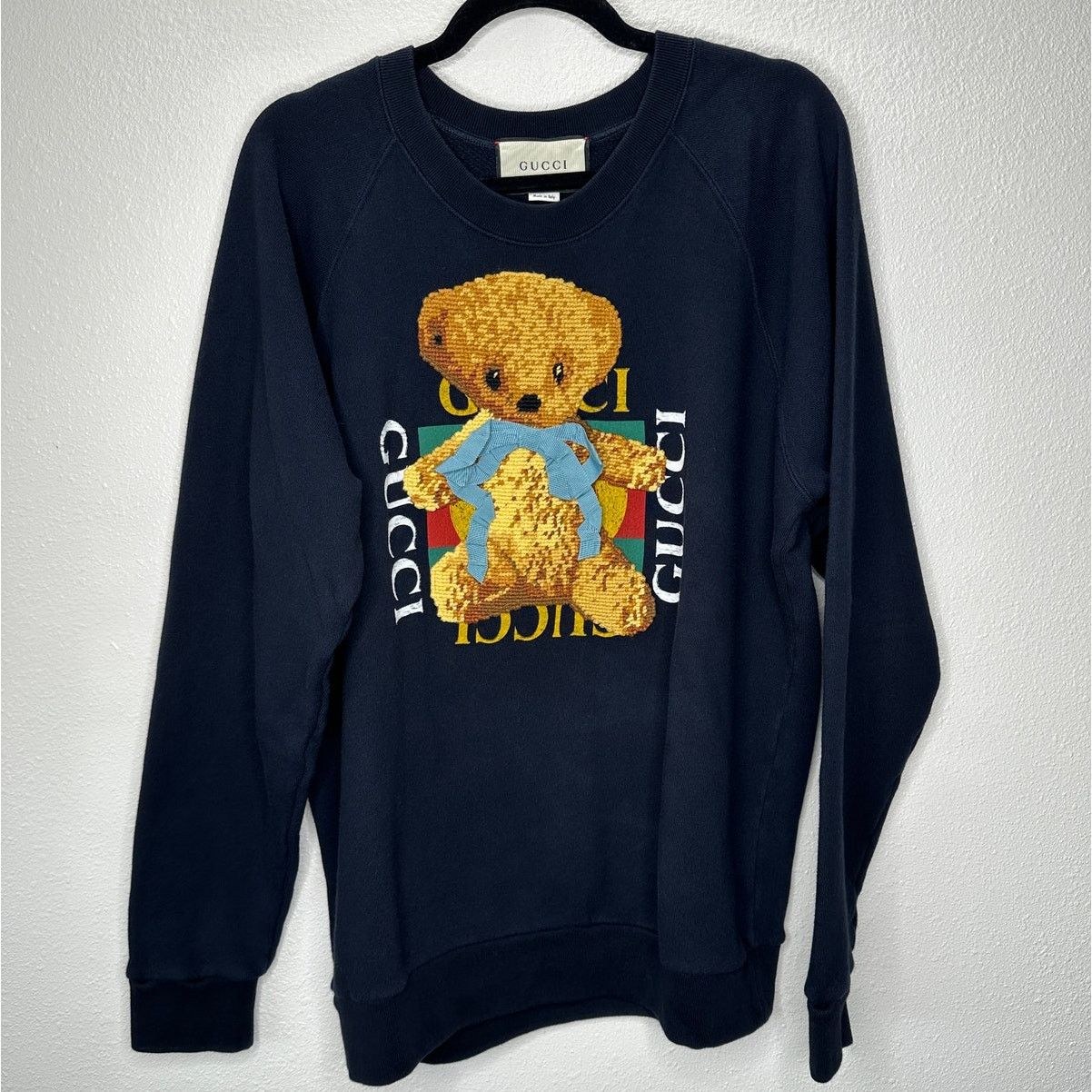 Gucci Gucci Navy Black Tan 3D Teddy Bear Bow Sweater Sweatshirt L Size L / US 10 / IT 46 - 2 Thumbnail