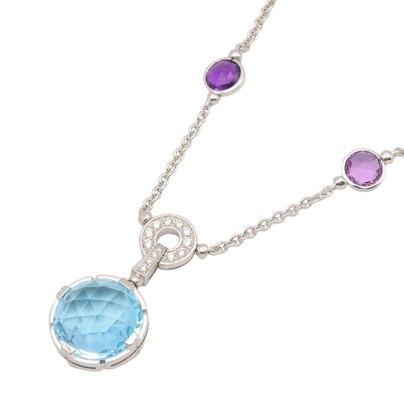 Bvlgari Bvlgari Bvlgari Balenthi Cocktail Au750 Diamond Amethyst Blue Topaz Necklace Precious Metal Necklace DUTY FREE for USA Size ONE SIZE - 1 Thumbnail