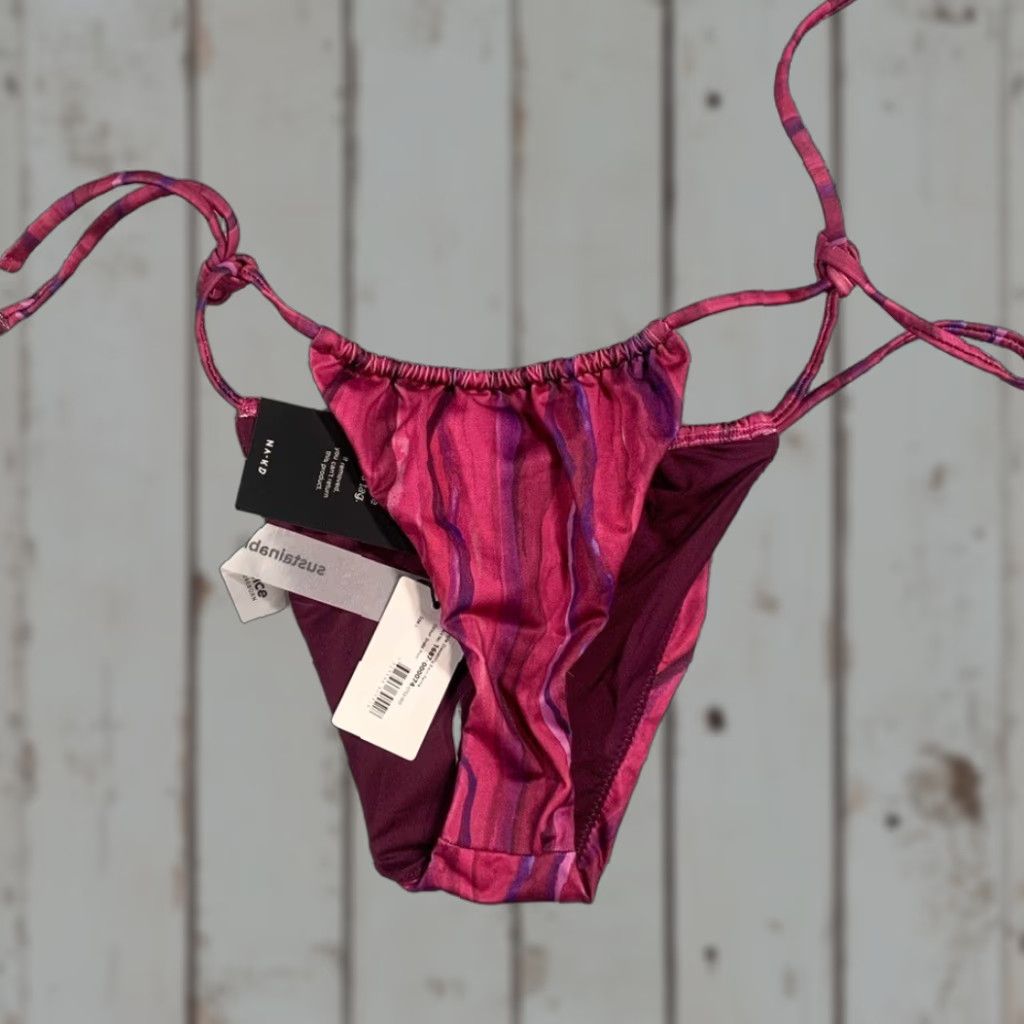 Vintage NWT Na-Kd Melissa Bentsen x NA-KD snake print bikini panty Large Purple Women L drawstring Bikini Panty Size 36" / US 14 / IT 50 - 1 Thumbnail