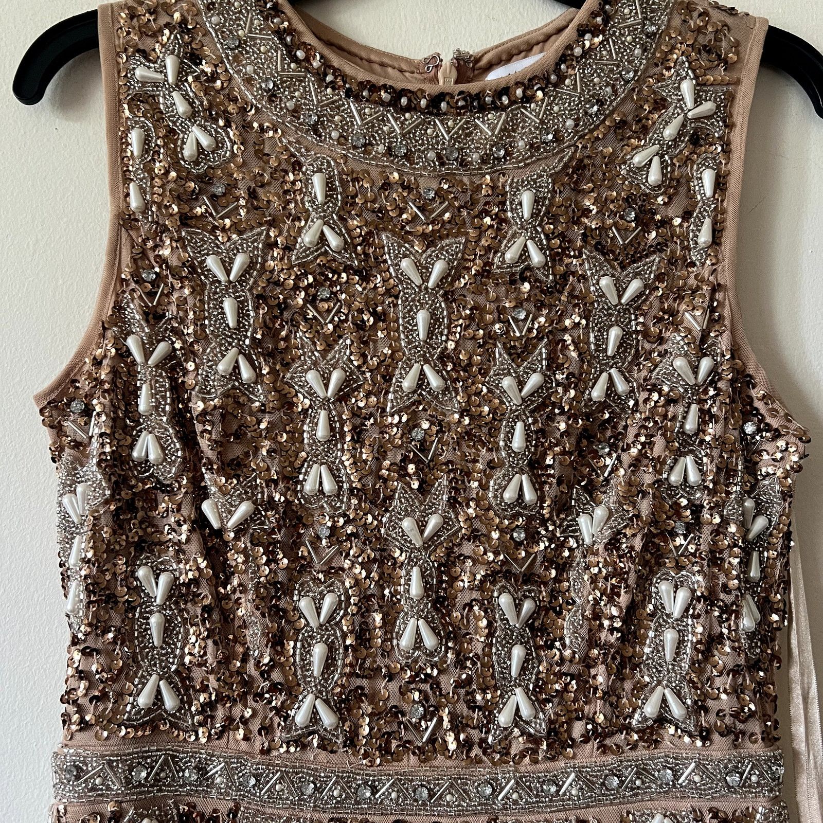 MACH & MACH Mac Duggal Cocktail Dress Heavily Beaded brown midi dress Size M / US 6-8 / IT 42-44 - 6 Thumbnail