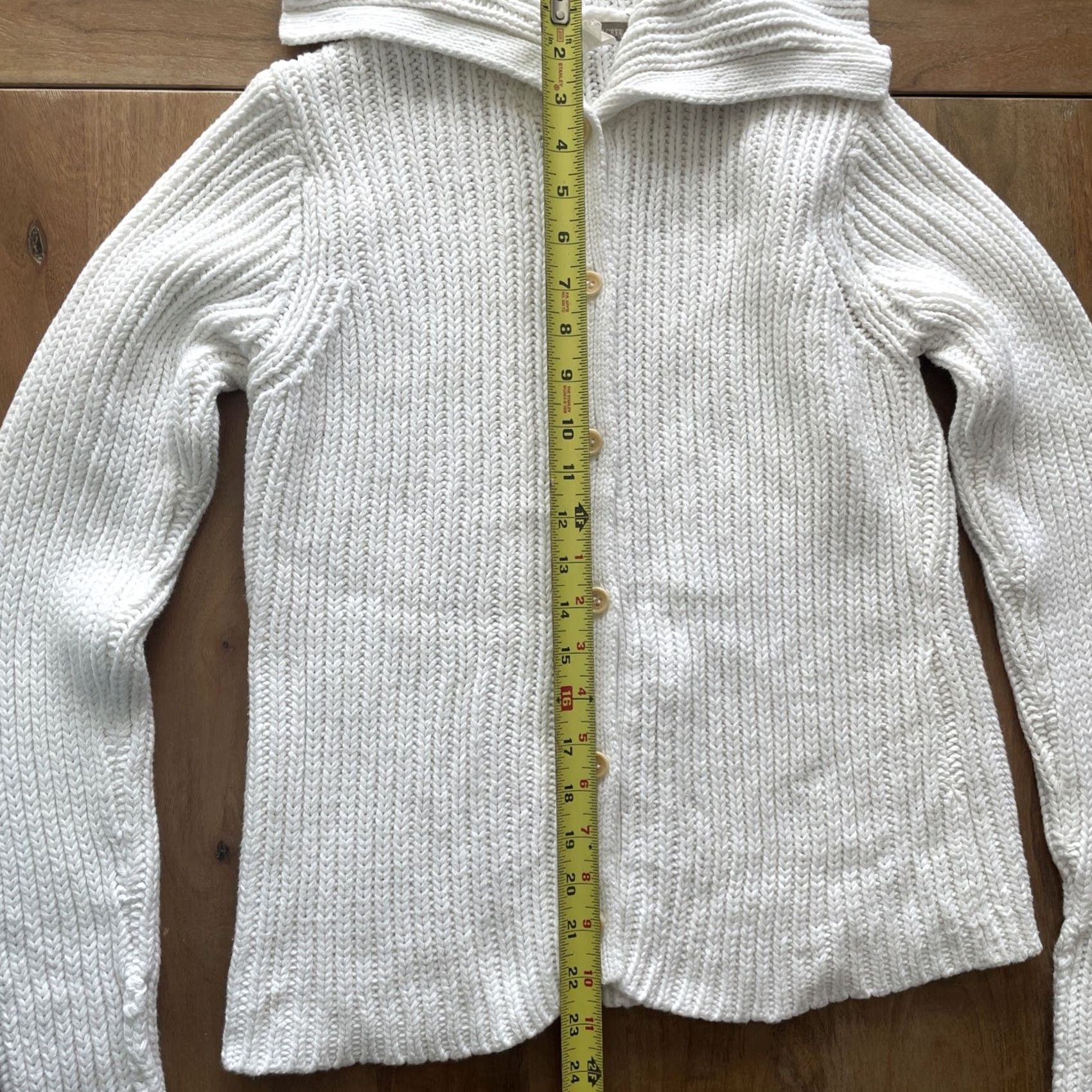 J.Crew J. Crew Cardigan Sweater Womens L Heavyweight Fisherman Knit Cowl Neck Button Knit White Raglan Sleeve Vintage: No Size L / US 10 / IT 46 - 5 Thumbnail