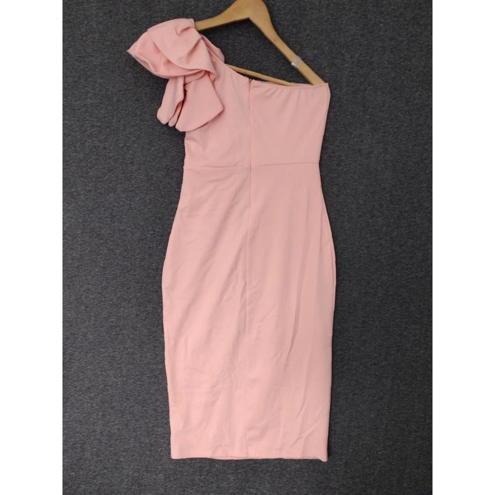 Vintage One Shoulder Midi Bodycon Dress Cocktail Party Ruffle Shoulder Size S Size S / US 4 / IT 40 - 2 Thumbnail