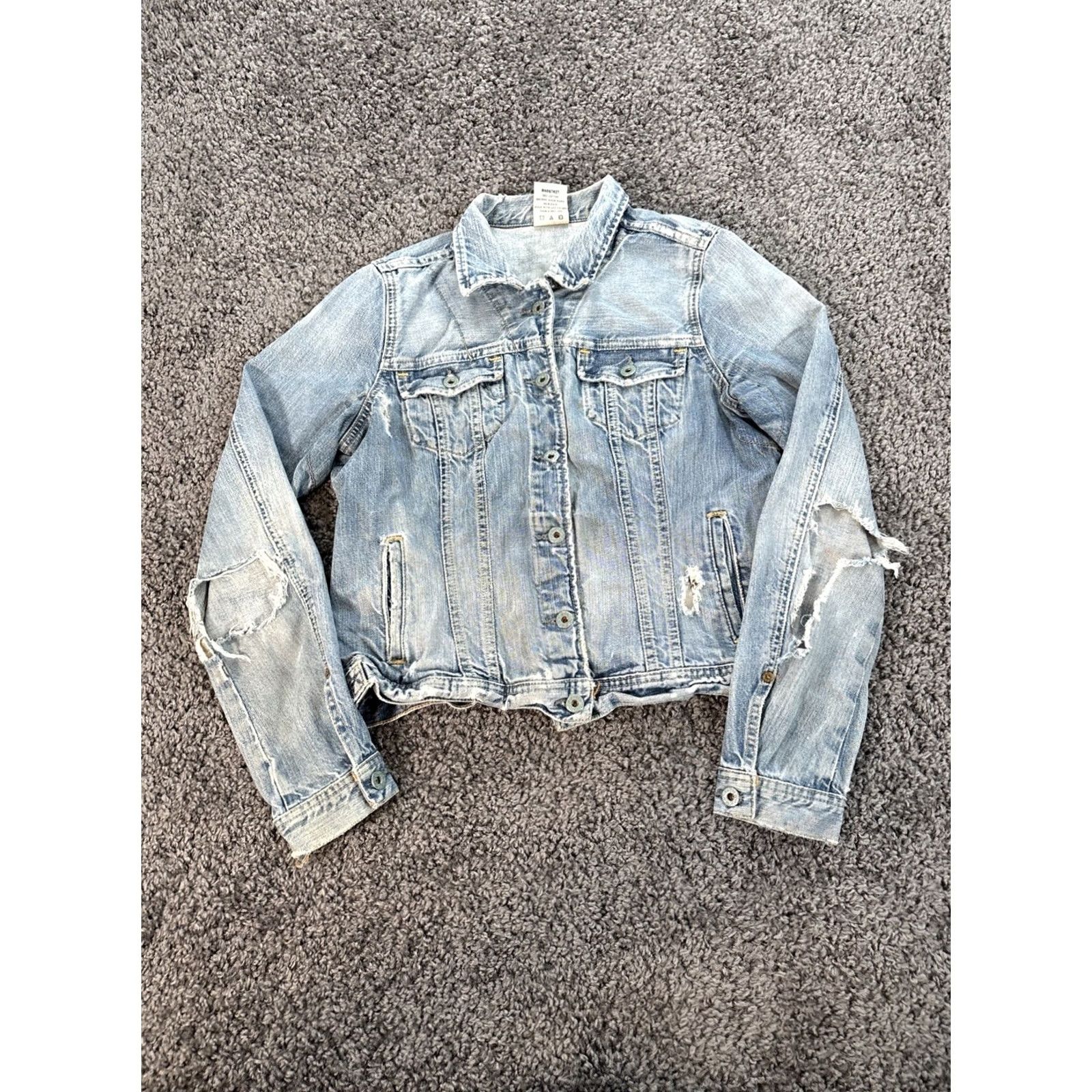Ralph Lauren VINTAGE Polo Jeans Co. Ralph Lauren Jacket Womens M Blue Denim Short Sleeve Button Collared Unlined Size 32" / US 10 / IT 46 - 2 Thumbnail