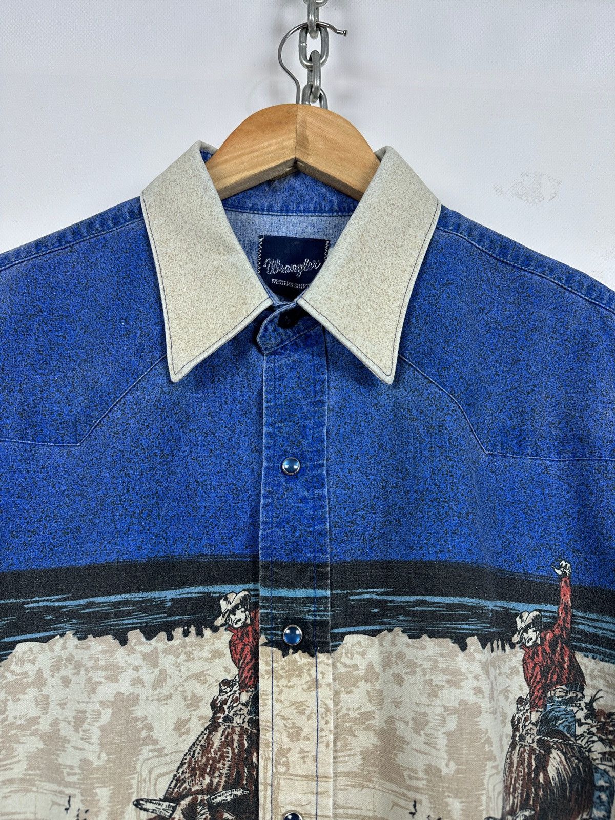 Vintage Vintage Wrangler Western Pearl Snap Horses Rodeo Shirt Size US XL / EU 56 / 4 - 7 Thumbnail