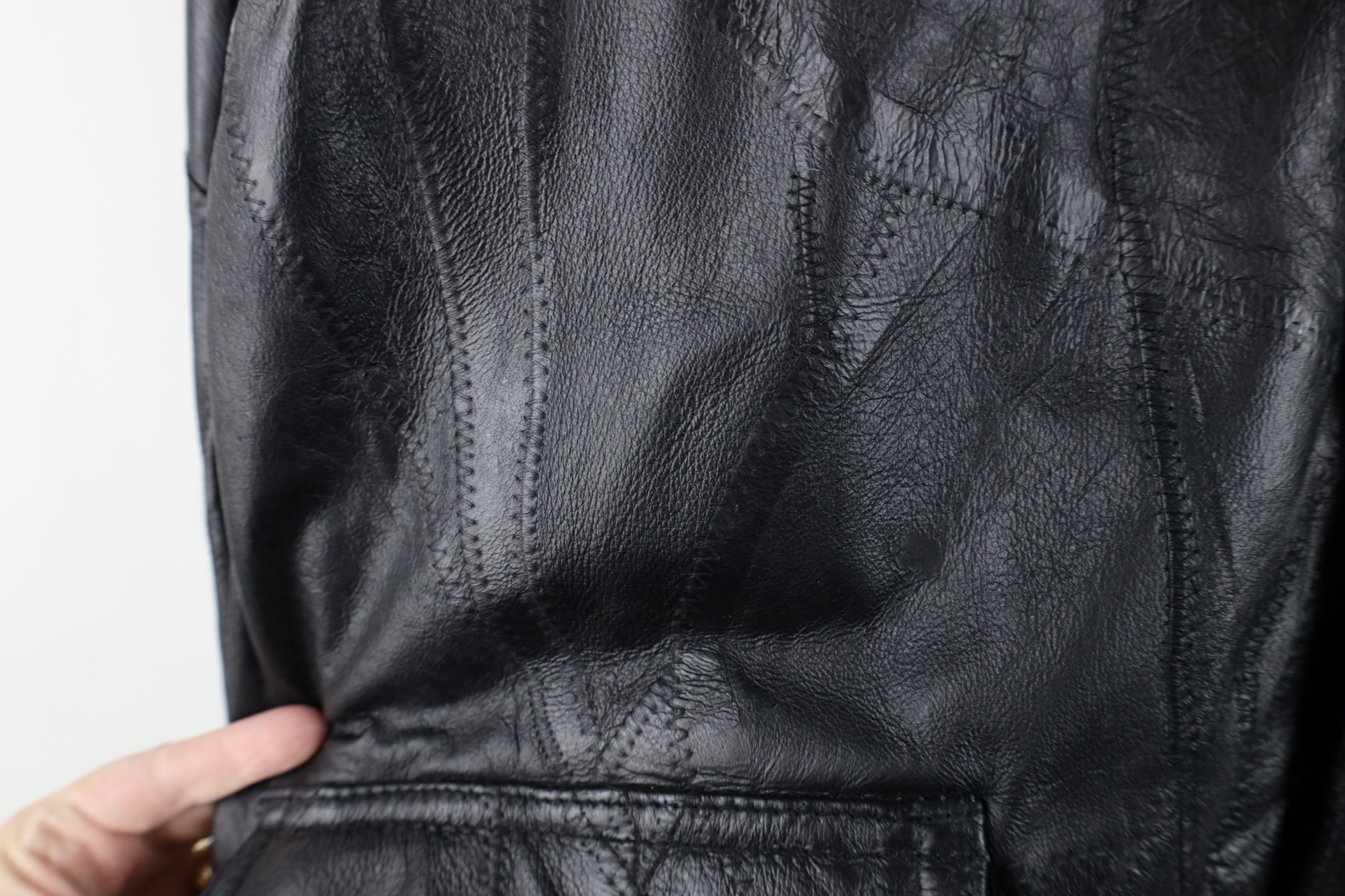 Vintage Vintage 90s Streetwear Patchwork Leather Bomber Jacket Black Size US XL / EU 56 / 4 - 5 Thumbnail