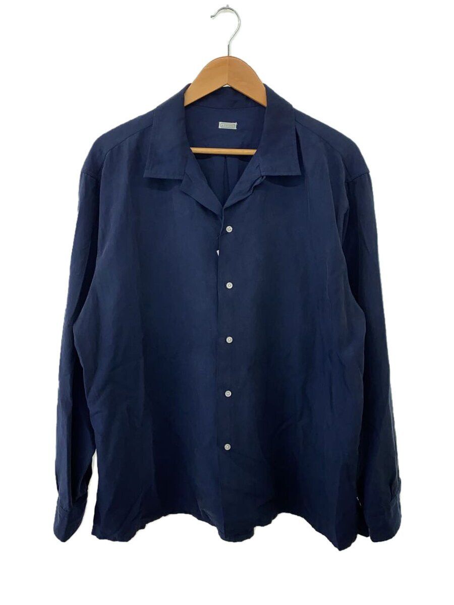 A.PRESSE Blue Silk Cotton Open Collar Shirt Size US L / EU 52-54 / 3 - 1 Thumbnail
