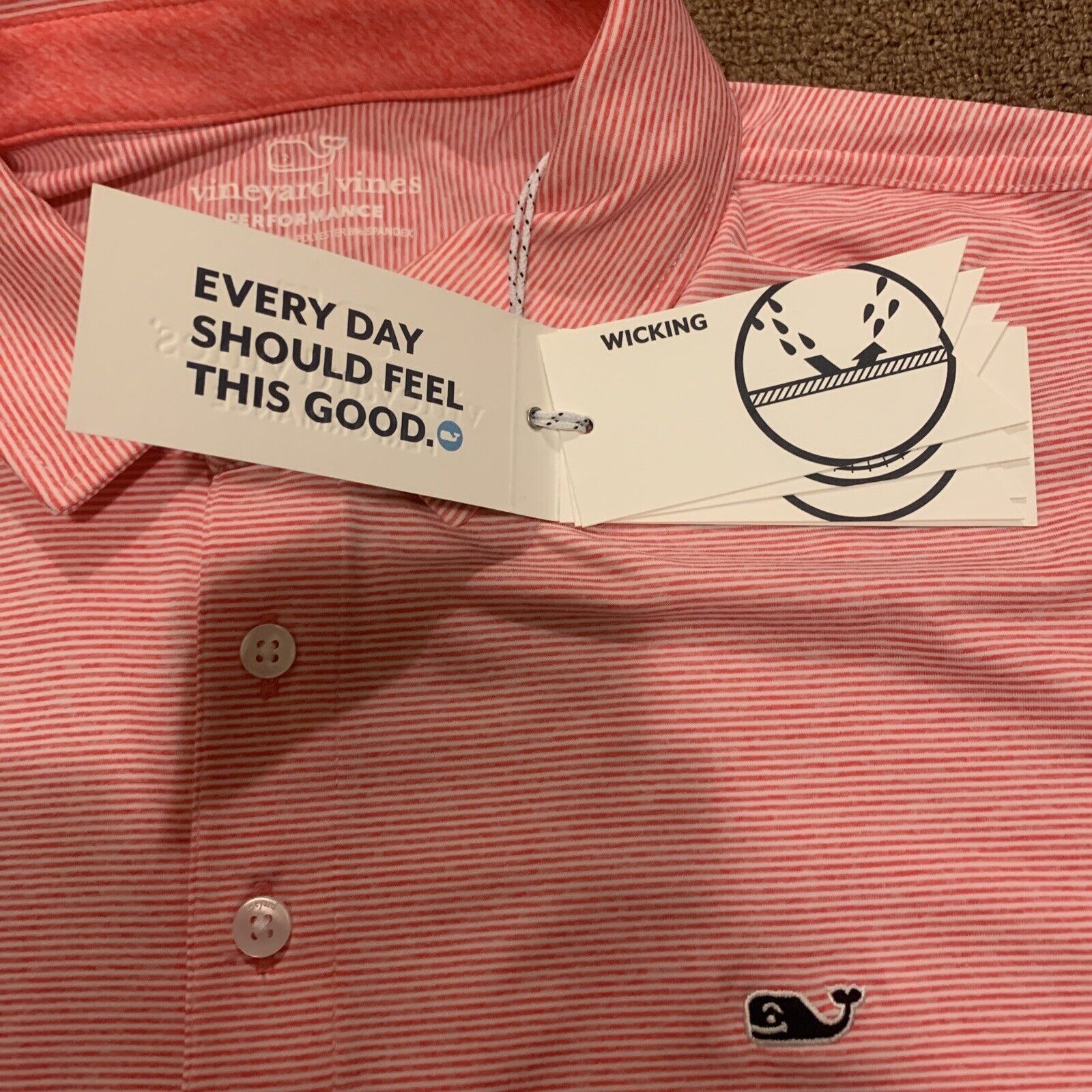 Vineyard Vines Vineyard Vines Polo Shirt Mens Large Performance Red Striped Size US L / EU 52-54 / 3 - 6 Thumbnail