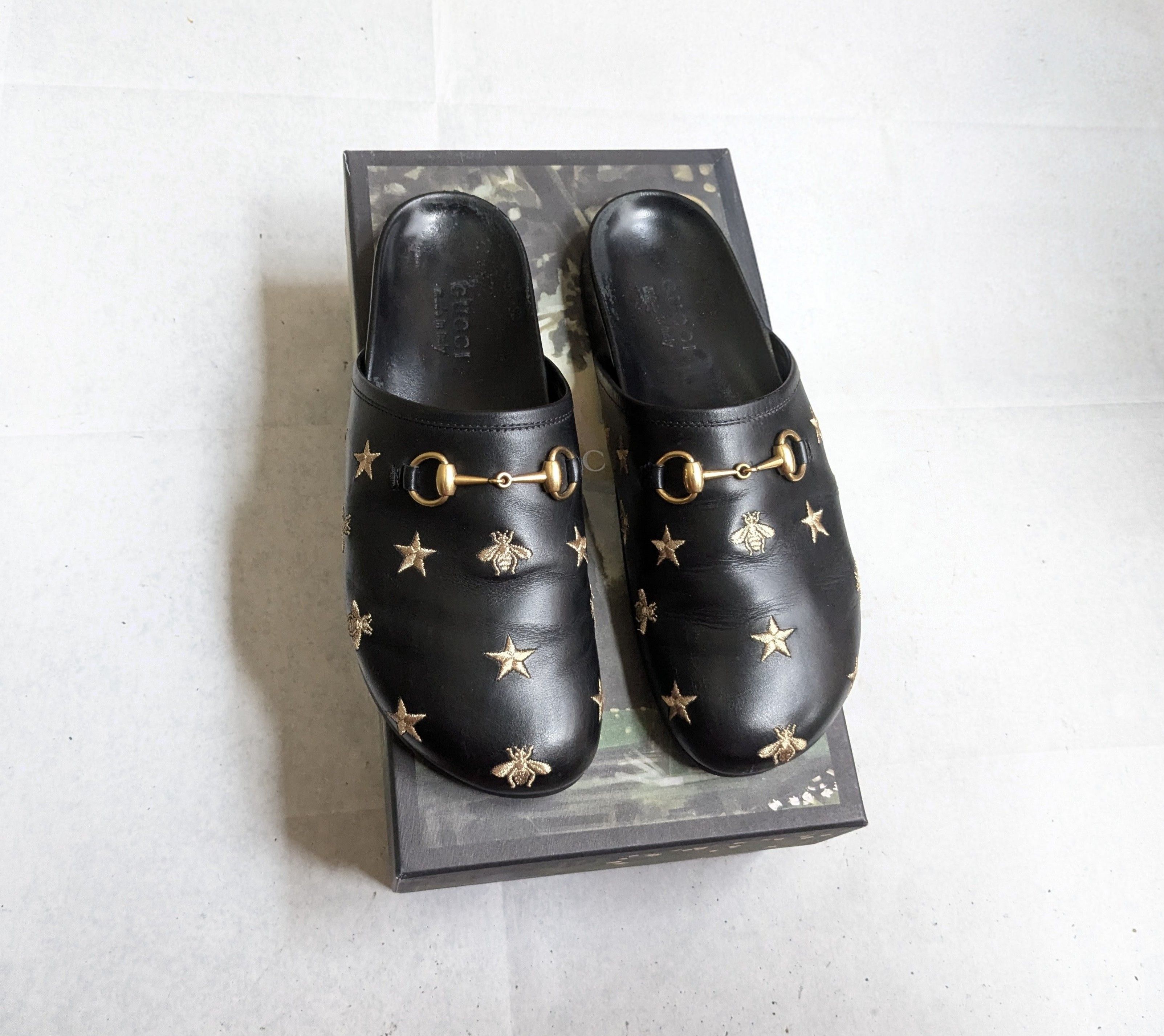 Gucci Gucci Horsebit Loafers Mules Black 9.5 Gold Stars Bees Size US 9.5 / EU 42-43 - 1 Thumbnail