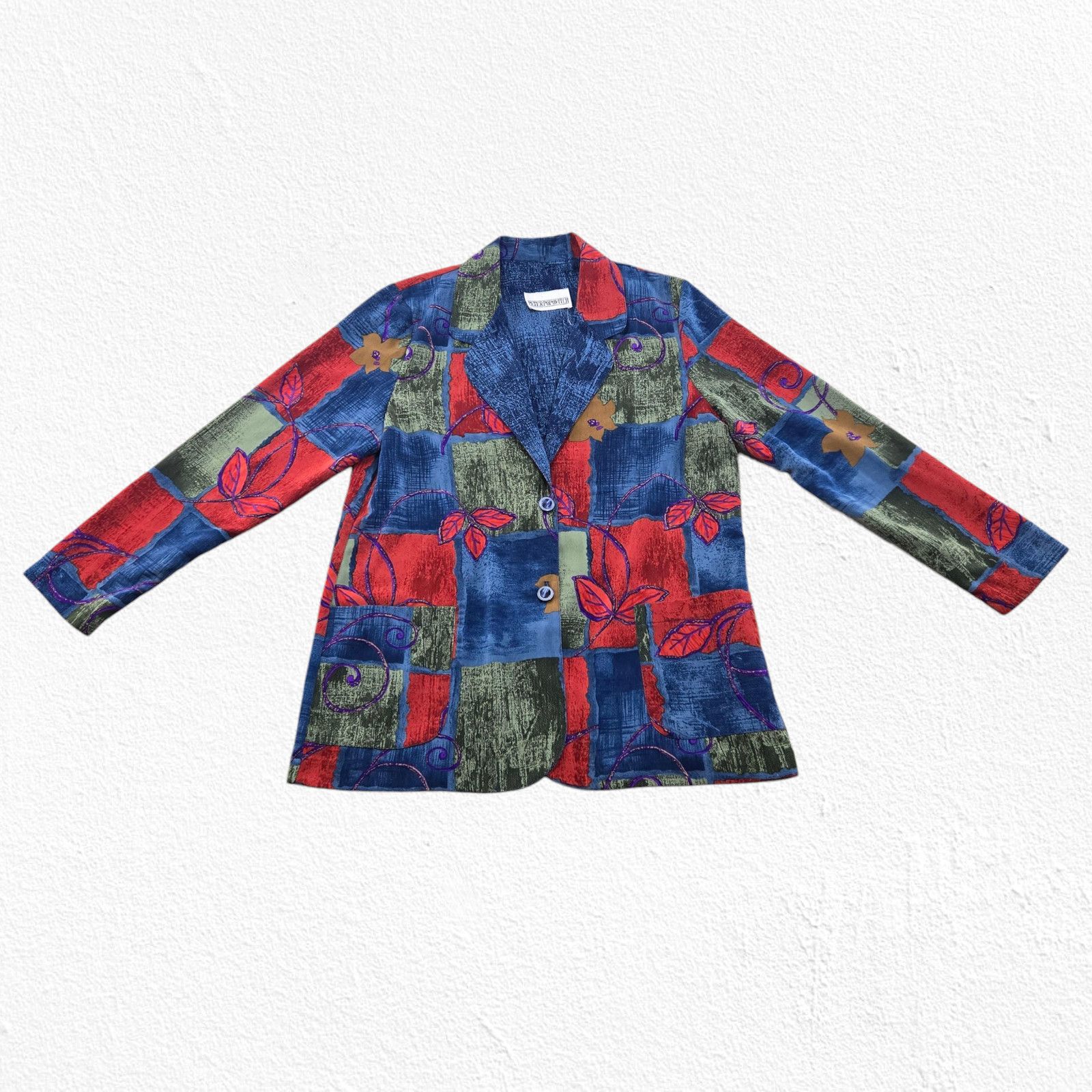 Vintage Vintage Patchwork Blazer Jacket Size Large Bold Fall Floral Size L / US 10 / IT 46 - 4 Thumbnail