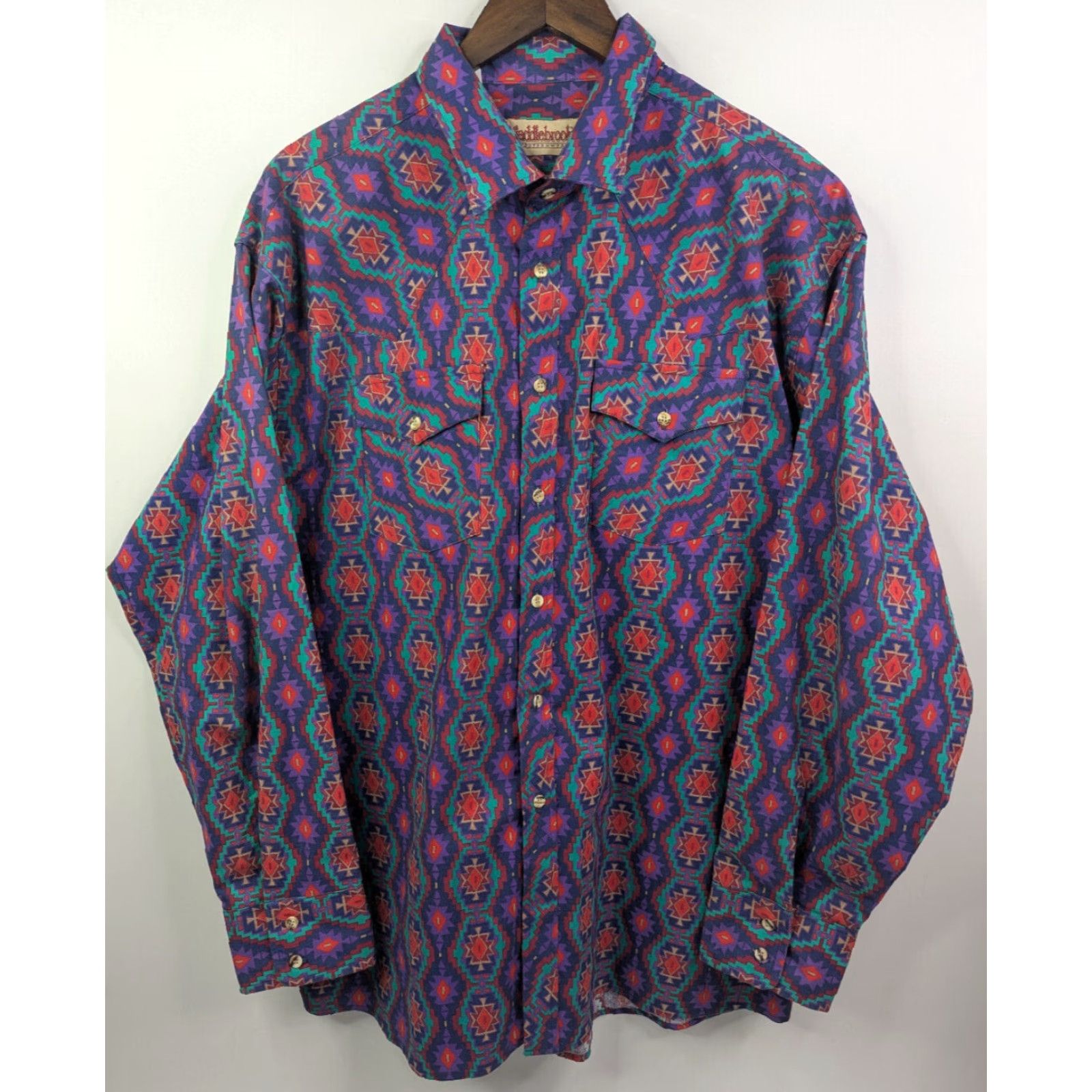 Vintage VINTAGE Saddlebrook Western Wear Button-Up Shirt XL Purple 90’s Geometric Cowboy Western Mens Shirt Size US XL / EU 56 / 4 - 2 Thumbnail