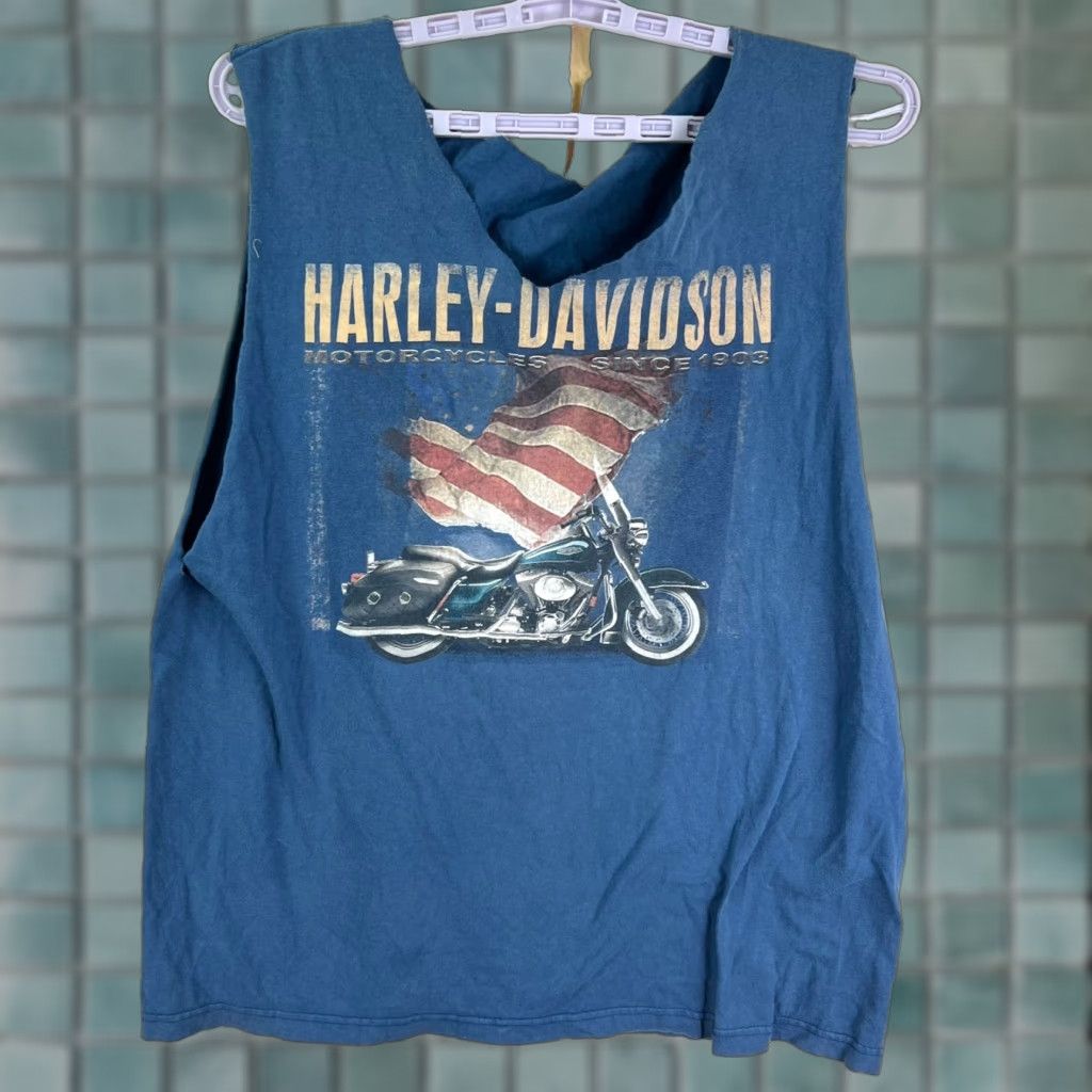 Harley Davidson Harley-Davidson T-Shirt Harley-Davidson Jim's St Petersburg FL Cut Tank Top Blue Mens L Round Neck Sleeveless Graphic Print Vintage USA Size US L / EU 52-54 / 3 - 1 Thumbnail