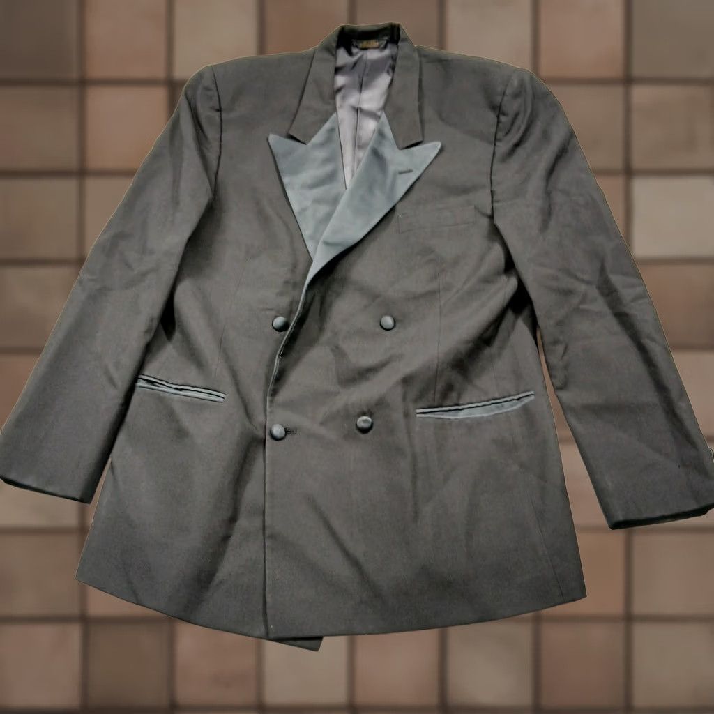 Yves Saint Laurent VINTAGE Yves Saint Laurent Tuxedo Jacket Mens 44L Wool Double Breasted Formalwear USA Size 44R - 1 Thumbnail