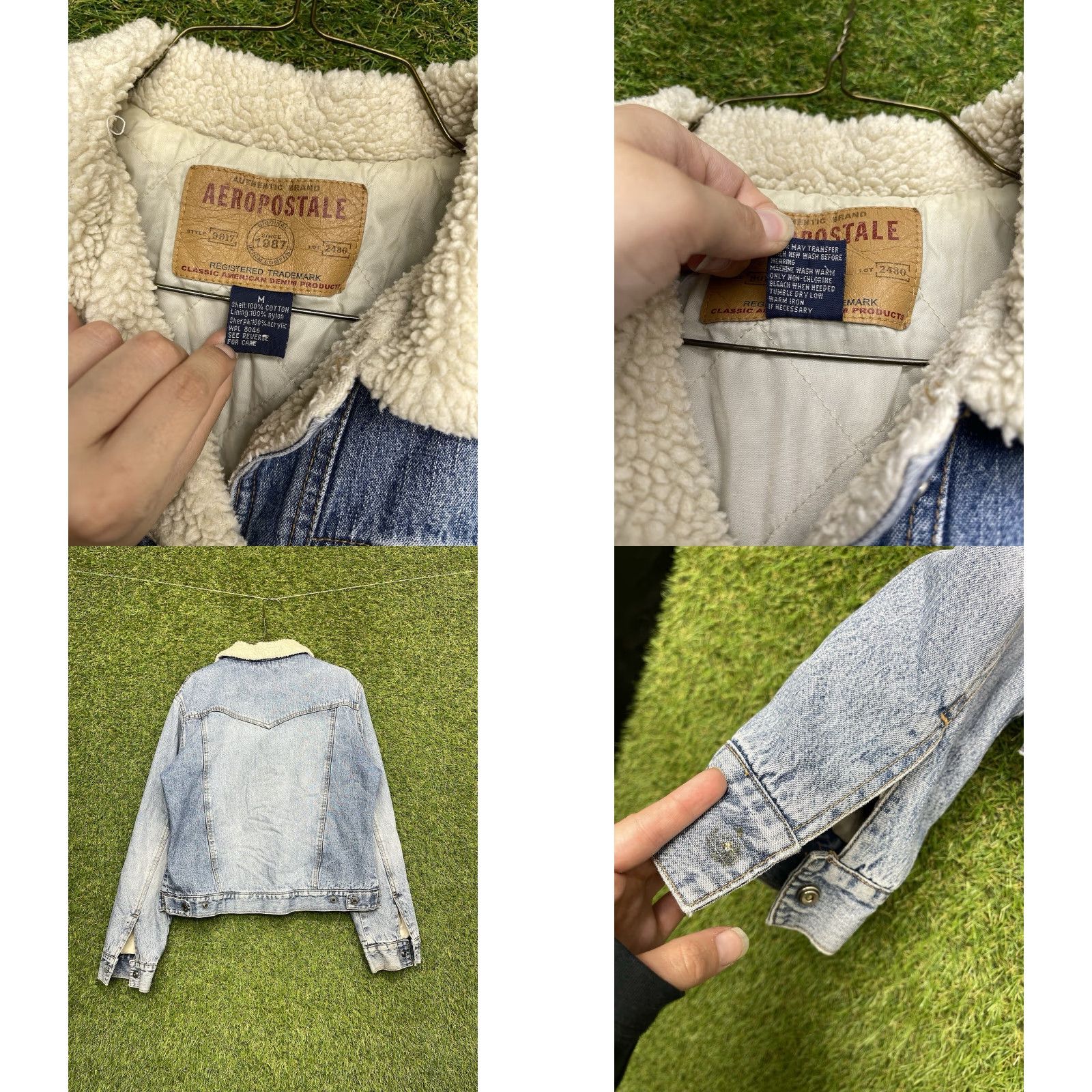 Vintage VINTAGE Aéropostale Denim Jacket Woman M Trucker Light Washed Blue Button Lined Sherpa Coat Jacket Size 32" / US 10 / IT 46 - 8 Thumbnail