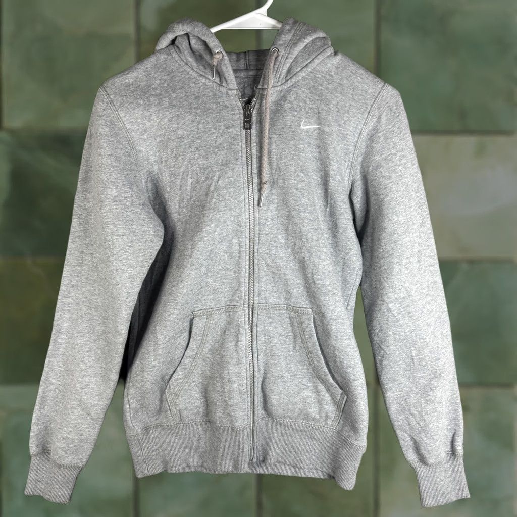 Nike Nike Hoodie Mens Small Gray Full Zip Fleece Sweatshirt Swoosh Logo Side Pockets Adjustable Drawstring Hooded Jacket Size US S / EU 44-46 / 1 - 1 Thumbnail