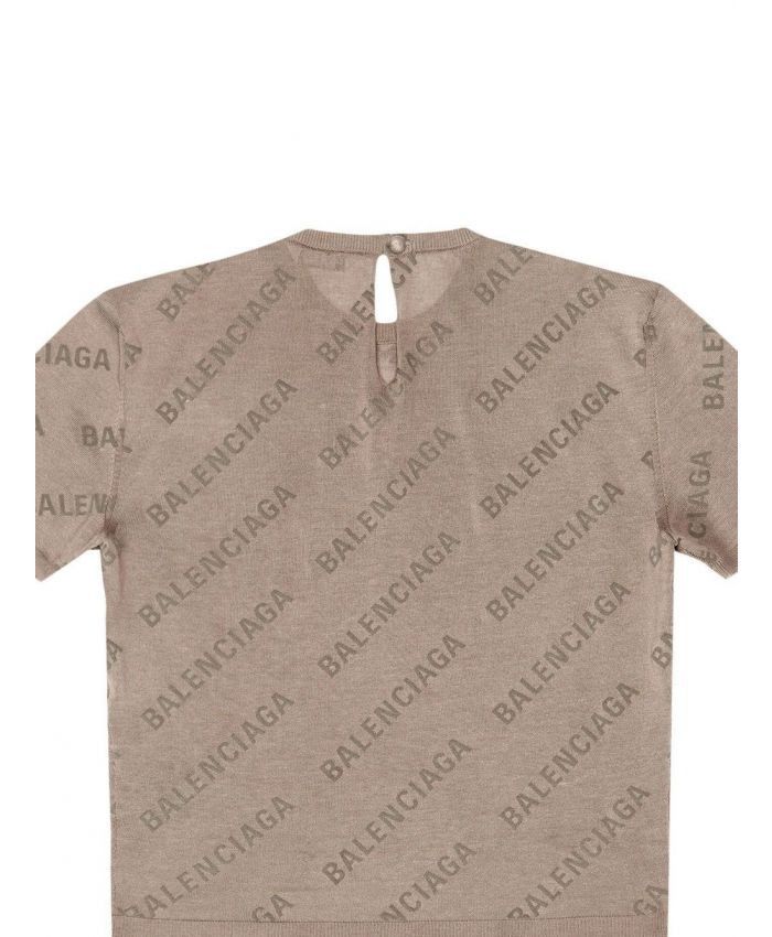 Balenciaga o1mt1gz0924 Mini Allover Logo Short Sleeve Crop Sweater Size US XL / EU 56 / 4 - 5 Thumbnail