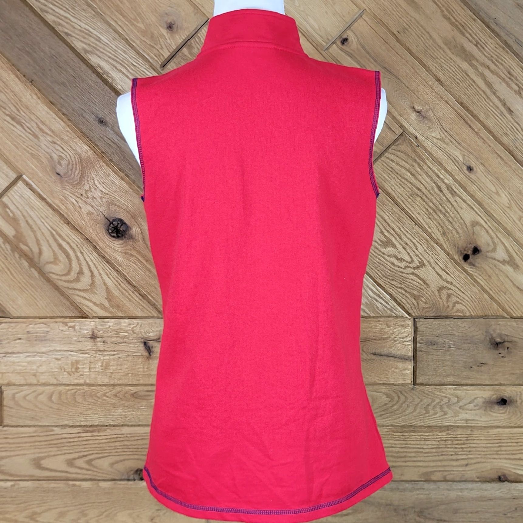 Quacker Factory Quacker Factory Womens Vest XS Red Full Zip Rhinestone Embellished Knit Cotton Solid Shirt/Top (9) Size XS / US 0-2 / IT 36-38 - 4 Thumbnail