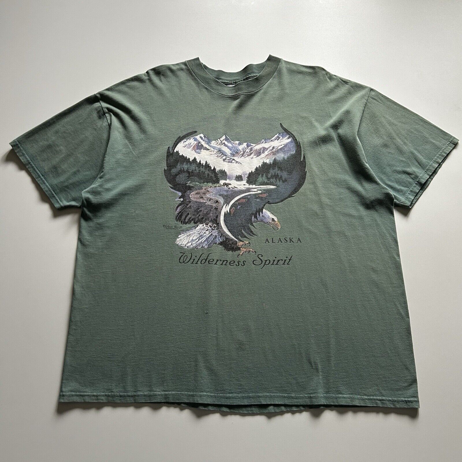 Vintage Y2K Wildlife Alaska Eagle Animal Art T Shirt 2XL