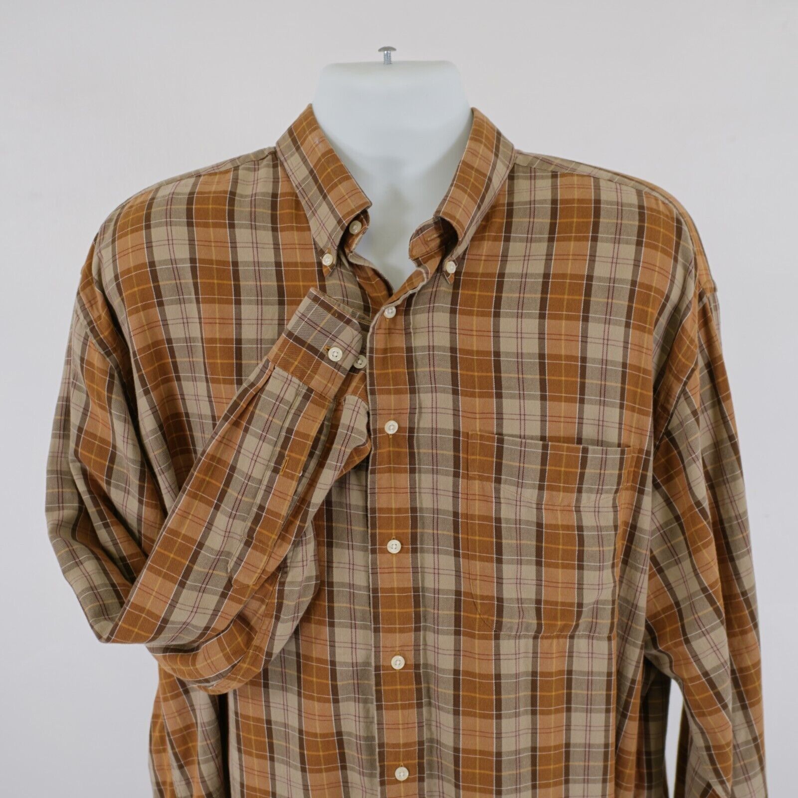 Jos. A. Bank Jos A Bank XL Brown Plaid Flannel Button Down Long Sleeve Size US XL / EU 56 / 4 - 1 Thumbnail