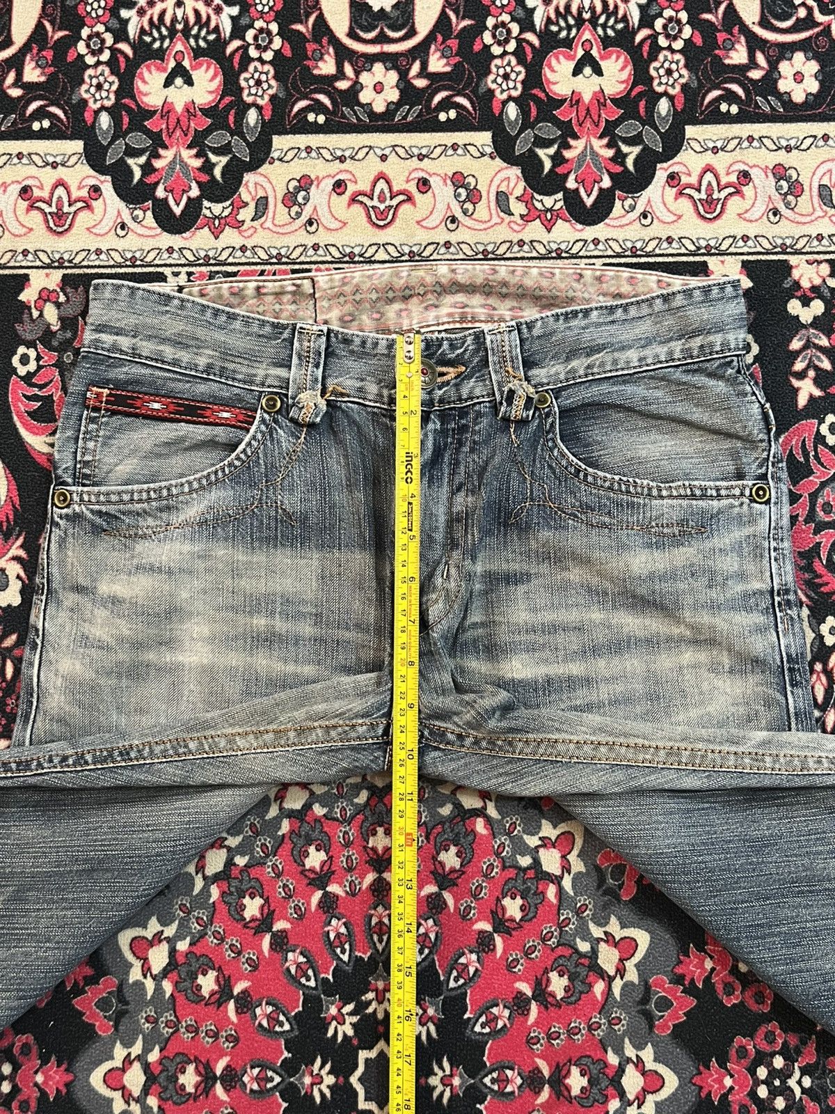 Edwin Vintage Edwin XVS Blue Faded Washed Whisker Straight Jeans Size US 30 / EU 46 - 12 Thumbnail