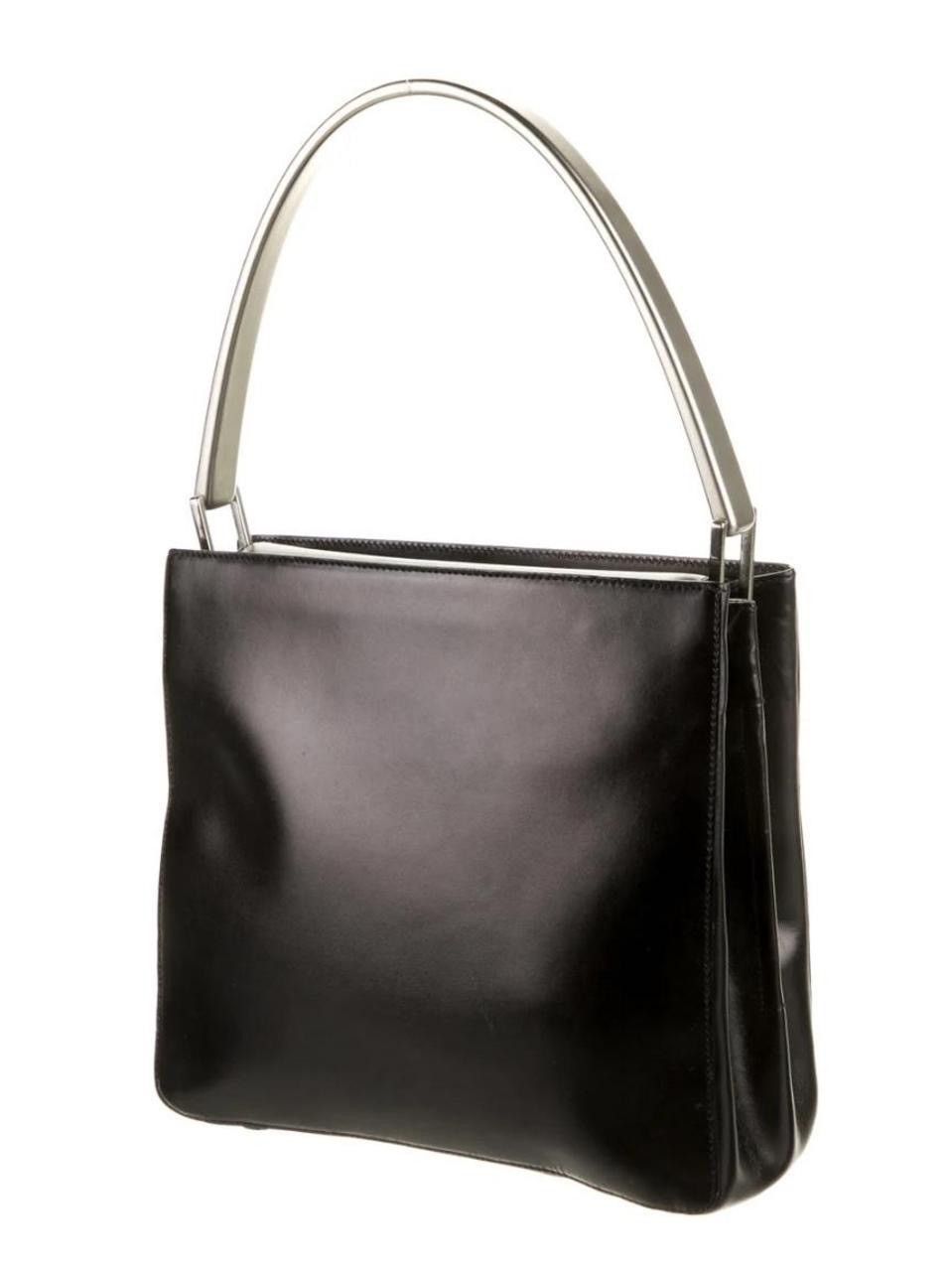 Prada PRADA VINTAGE METAL HANDLE BLACK LEATHER BAG RARE WITH COA Size ONE SIZE - 1 Thumbnail
