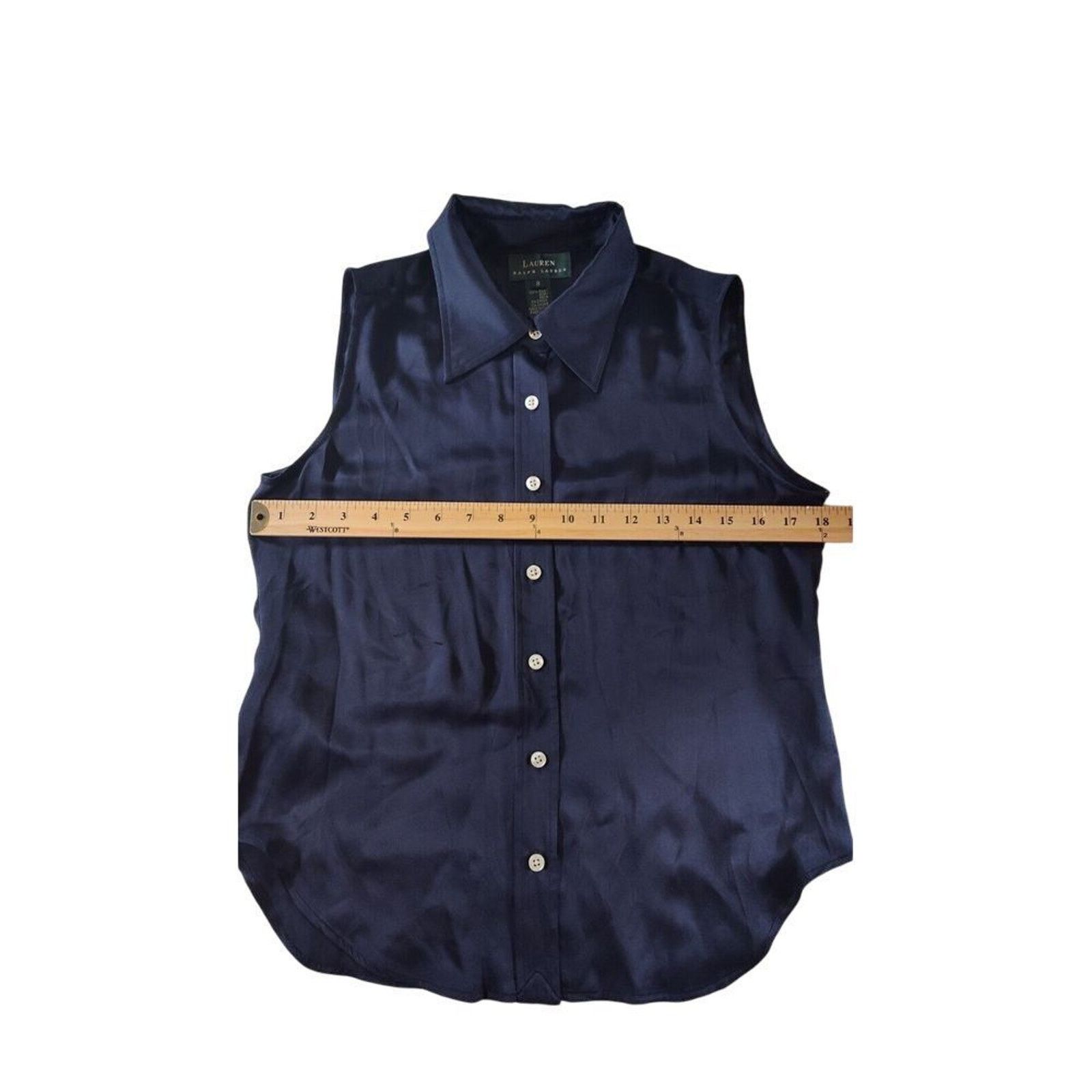 Lauren Ralph Lauren Vintage Lauren Ralph Lauren Button Top Blouse Silk Navy Blue Size M / US 6-8 / IT 42-44 - 4 Thumbnail