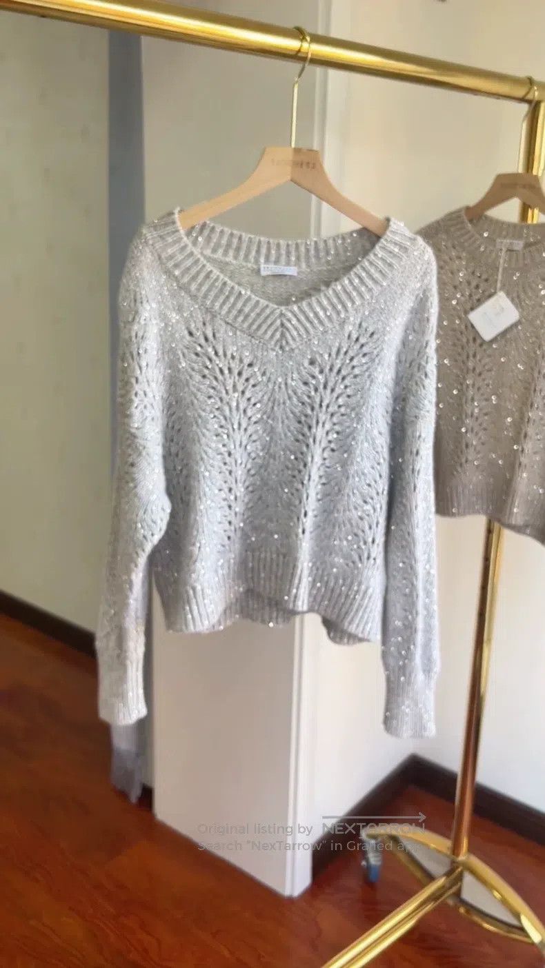 Brunello Cucinelli Brunello Cucinelli Iris Cashmere Glitter Sweater Size XS / US 0-2 / IT 36-38 - 1 Thumbnail