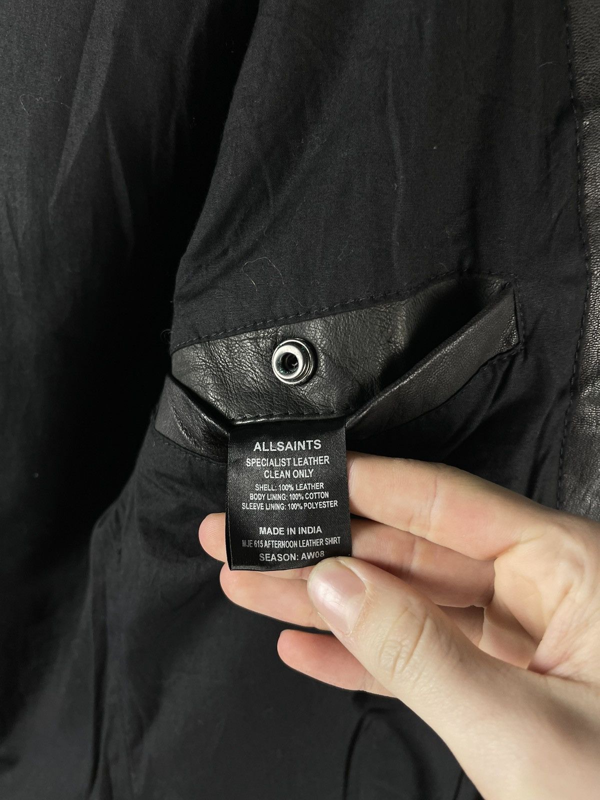 Allsaints ALLSAINTS Spitalfields Leather Jacket Black Snap Utility Size US L / EU 52-54 / 3 - 11 Thumbnail