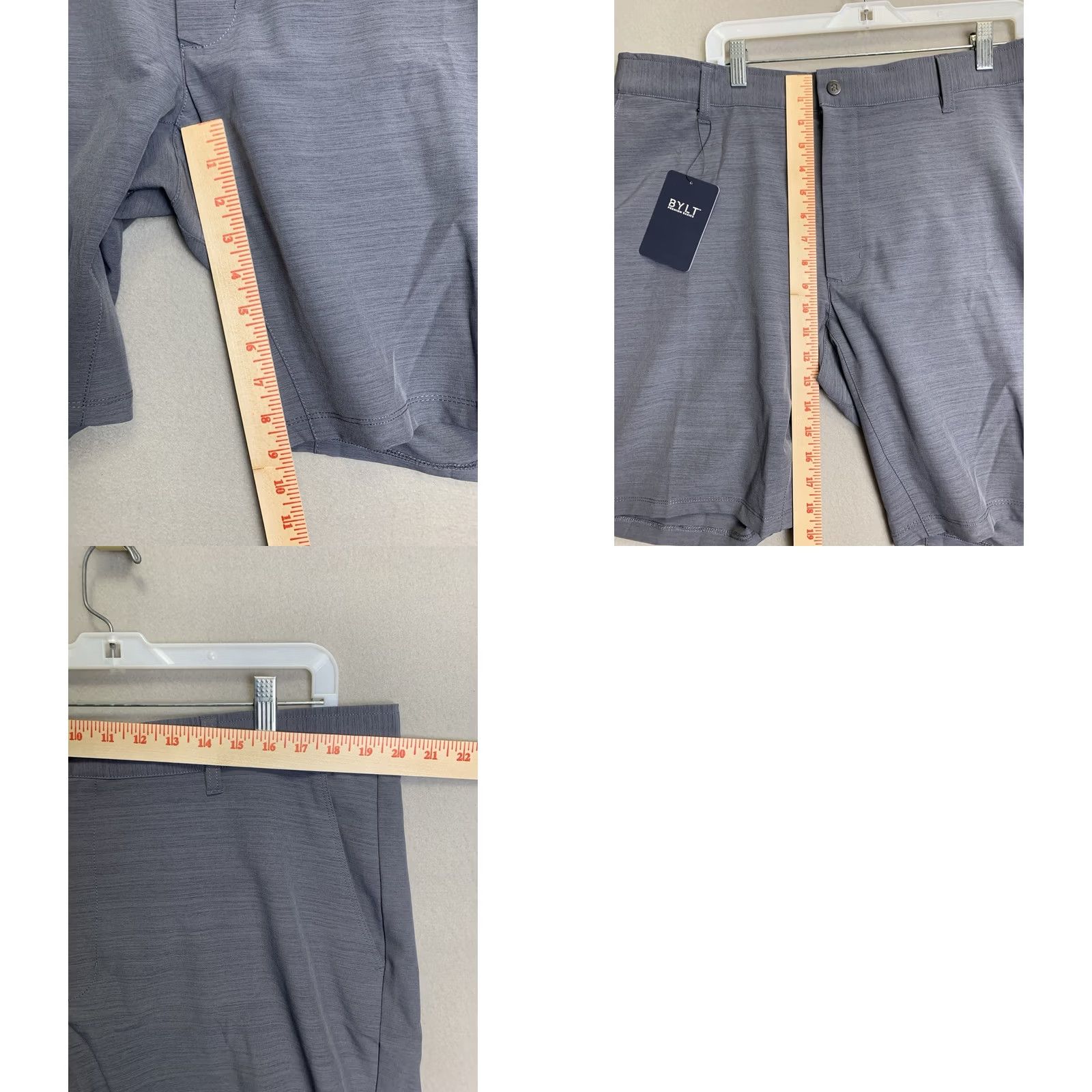 Asics Bylt Shorts Mens 3XL Gray Knit Polyester Spandex Pockets Flat Front Snap Chino Outdoor Preppy Sports Casual Baggy/VINTAGE? Size US 39 - 8 Thumbnail