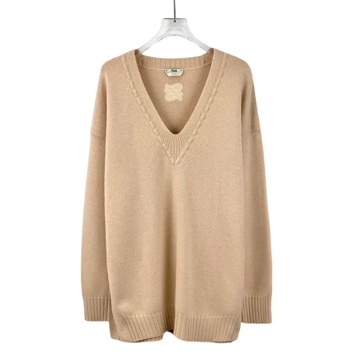 Fendi Fendi Logo-Embroidered Cashmere V-Neck Sweater Size M / US 6-8 / IT 42-44 - 1 Thumbnail