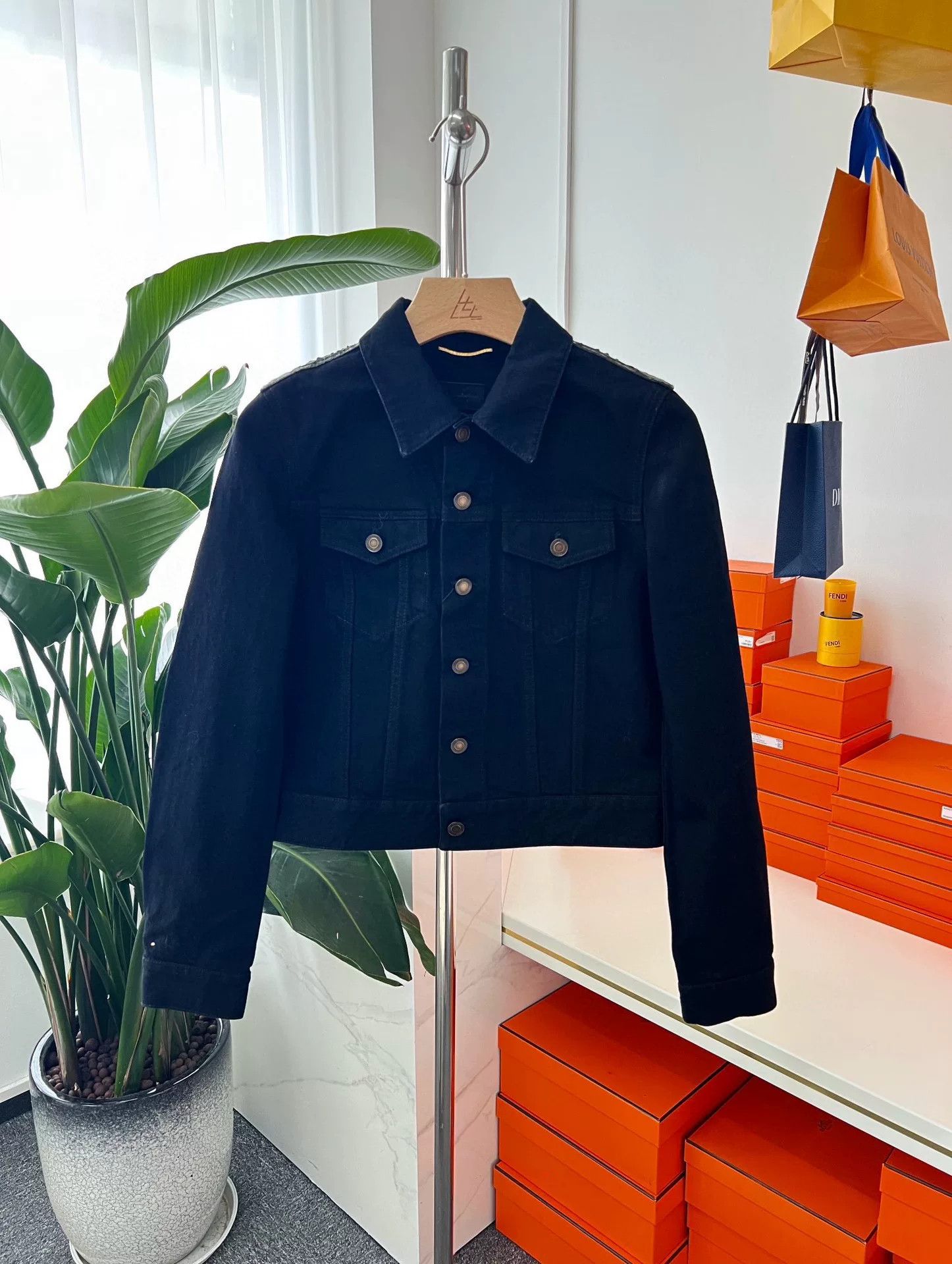 Saint Laurent Paris YSL Classic Black Denim Jacket Size M / US 6-8 / IT 42-44 - 1 Thumbnail
