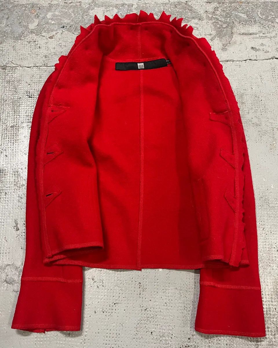 Marithe + Francois Girbaud 1990s Marithé + François Girbaud Red Wool Scalloped Collar Jacket Size M / US 6-8 / IT 42-44 - 9 Thumbnail