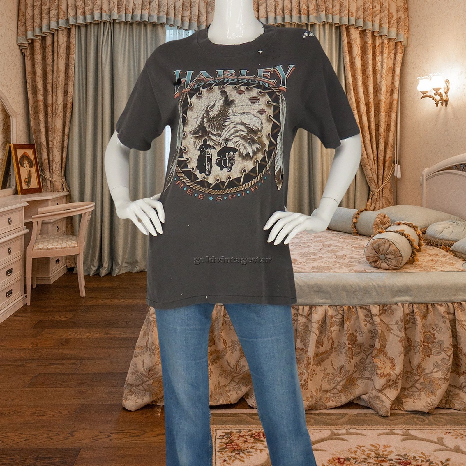 Other Vintage Harley Davidson Eagle Wolf Dream Catcher Tee L Size L / US 10 / IT 46 - 1 Thumbnail