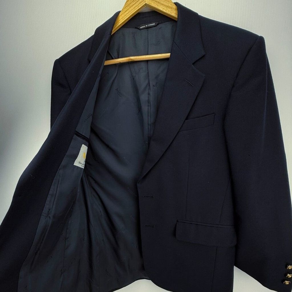 Aquascutum AQUASCUTUM Navy Blue Jacket Brass Button Luxury FLAW UK 37 s Size 38S - 10 Thumbnail