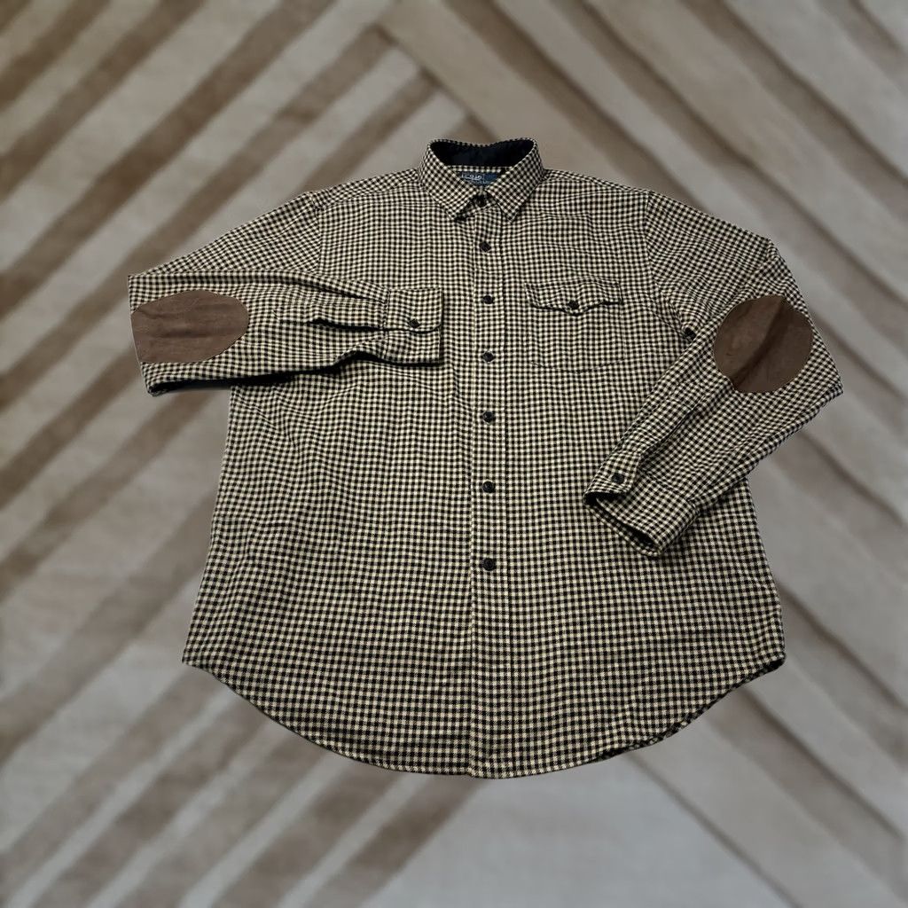 Polo Ralph Lauren VINTAGE Polo Ralph Lauren Shirt Men Large Houndstooth Collar Button-Up Long Sleeve Size US L / EU 52-54 / 3 - 1 Thumbnail