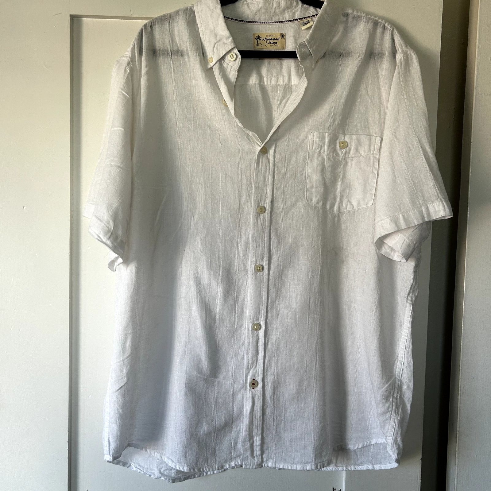 Weatherproof Mens washable Linen white button down shirt Size US L / EU 52-54 / 3 - 1 Thumbnail