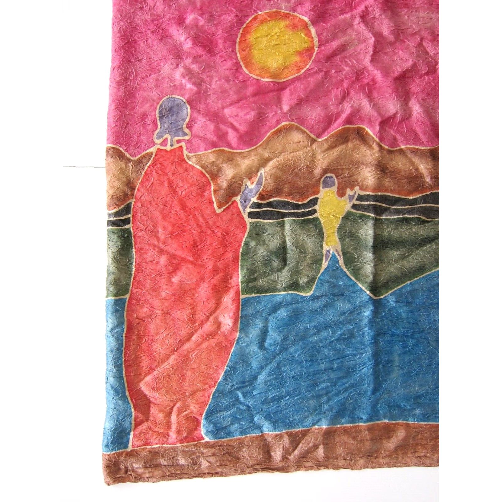 Vintage VINTAGE Planet Surf Hawaii Indonesia Pink Blue Brown Sun Beach Sarong Unisex 42" X 71" Polyester Made in Indonesia" Size ONE SIZE - 3 Thumbnail