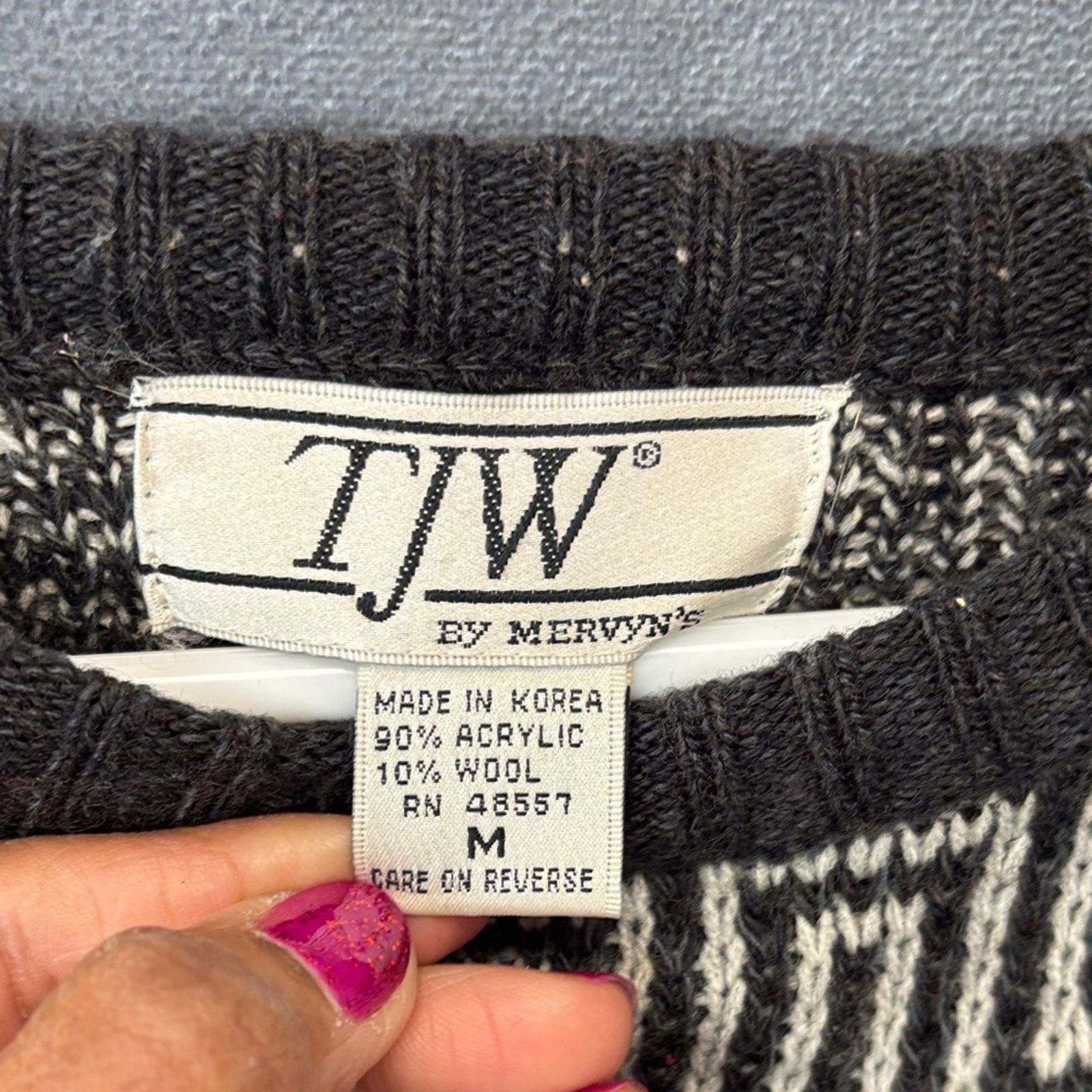Other Vintage TJW by Mervyn’s Geometric Maze Pattern Knit Sweater Size US M / EU 48-50 / 2 - 2 Thumbnail