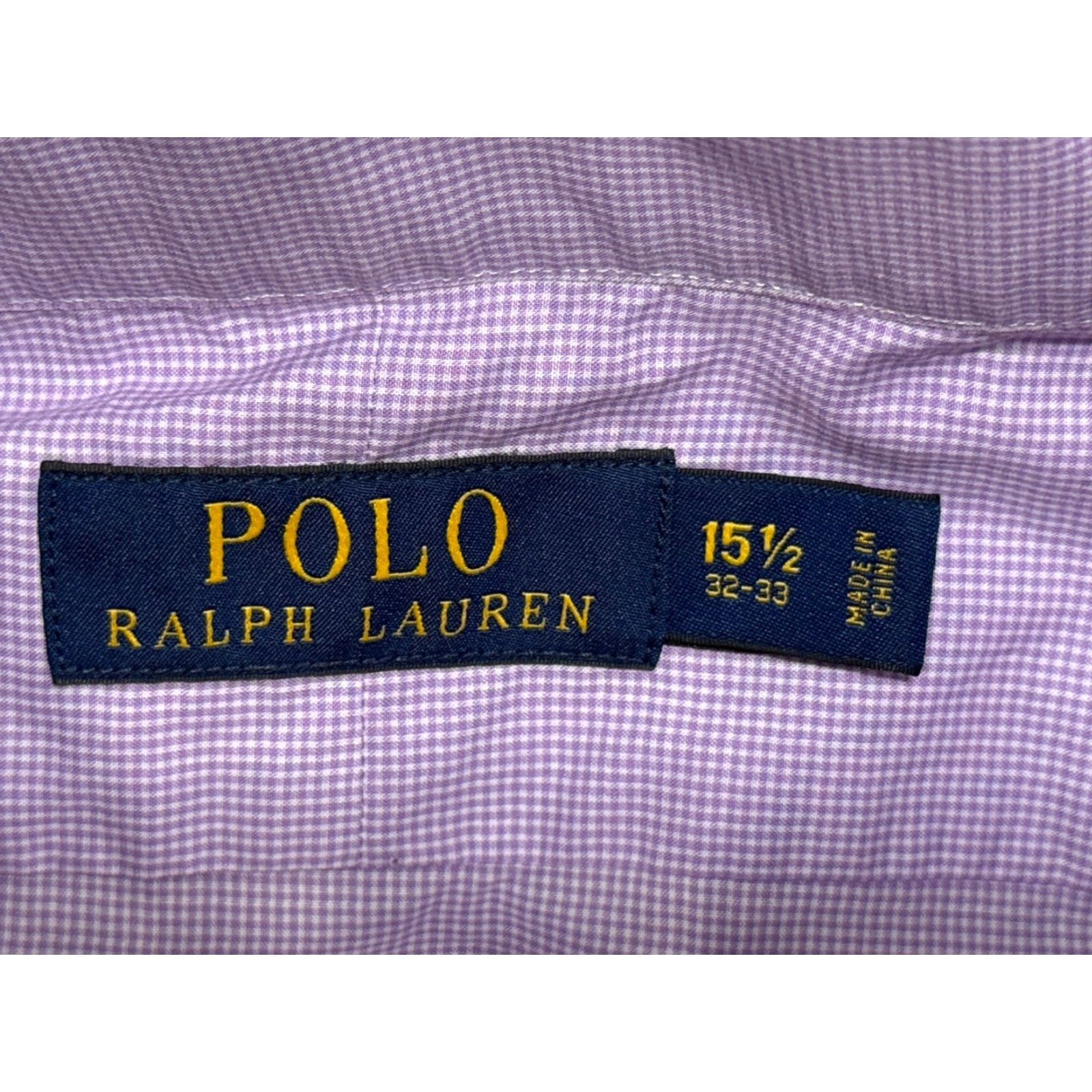 Polo Ralph Lauren VINTAGE Polo Ralph Lauren Dress Shirt Men 15.5 Gingham Plaid Long Sleeve Lavender White Purple Pony Size US M / EU 48-50 / 2 - 5 Thumbnail