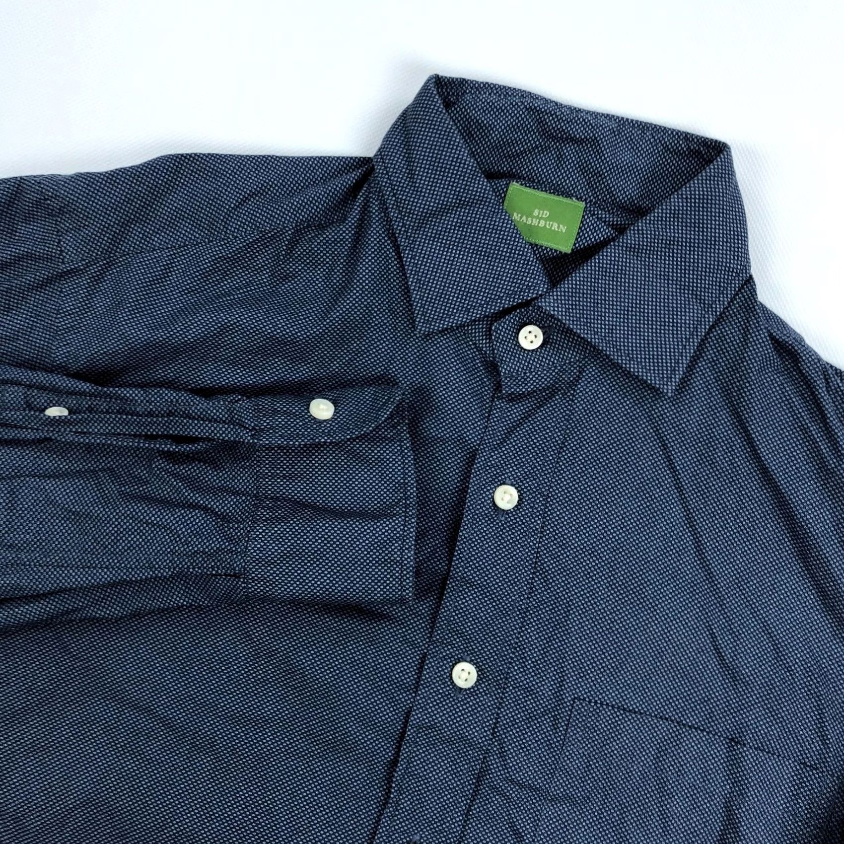 Sid Mashburn Sid Mashburn Men's S Small Navy Blue White Dot Cotton Button-Down Shirt Size US S / EU 44-46 / 1 - 2 Thumbnail
